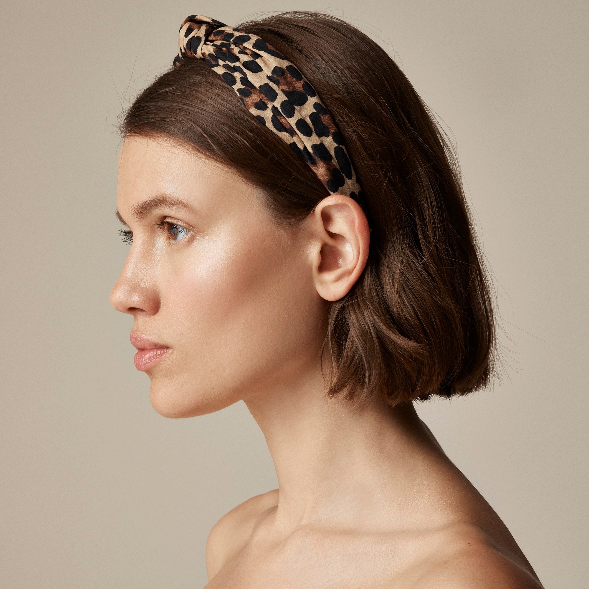 womens Knot headband in leopard