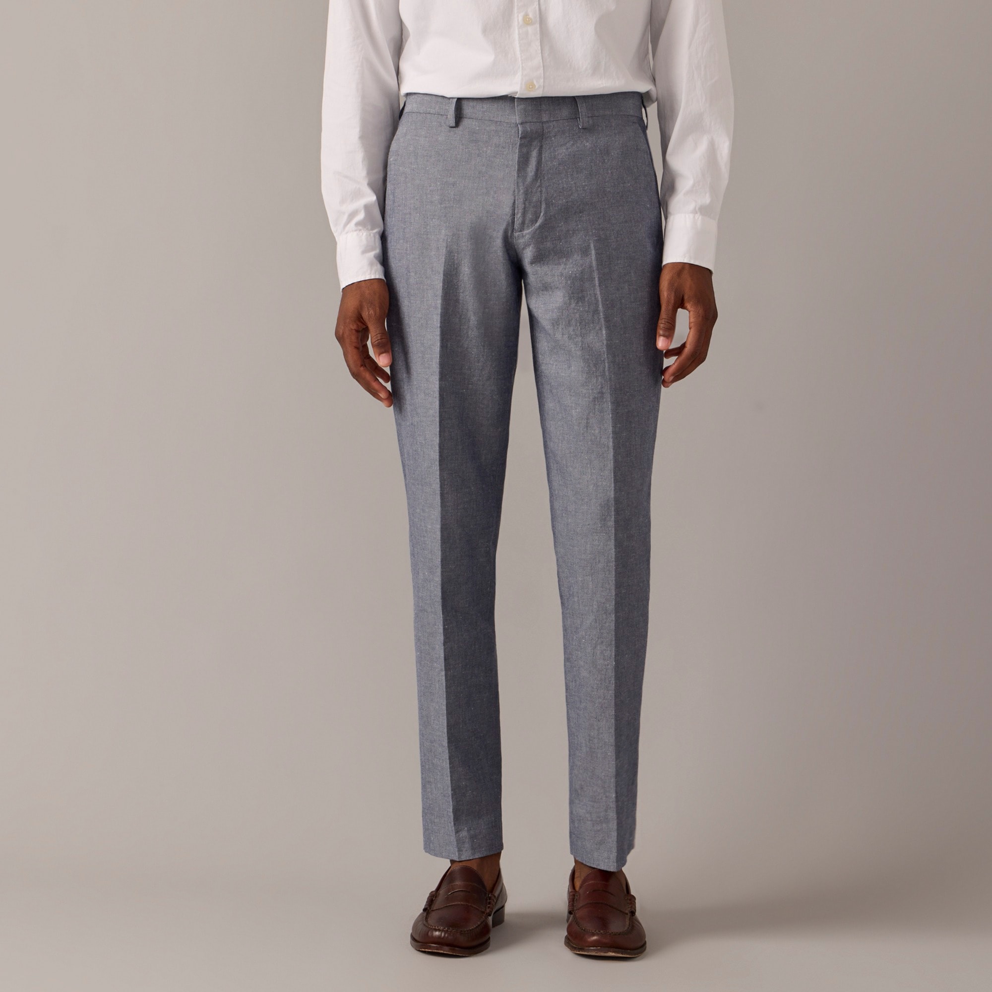 mens Ludlow Slim-fit unstructured suit pant in Irish cotton-linen blend