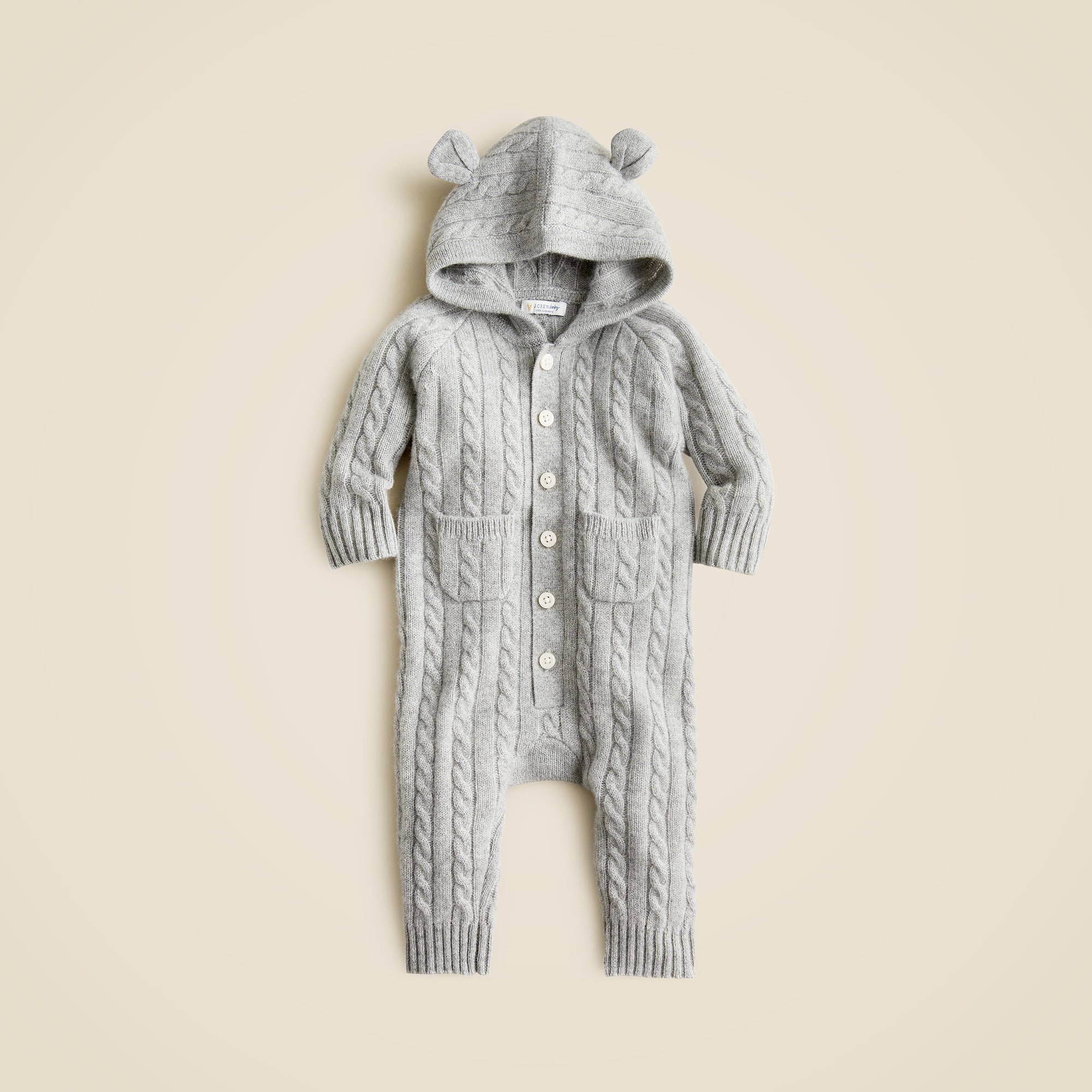 boys Limited-edition baby cashmere cable-knit bear one-piece