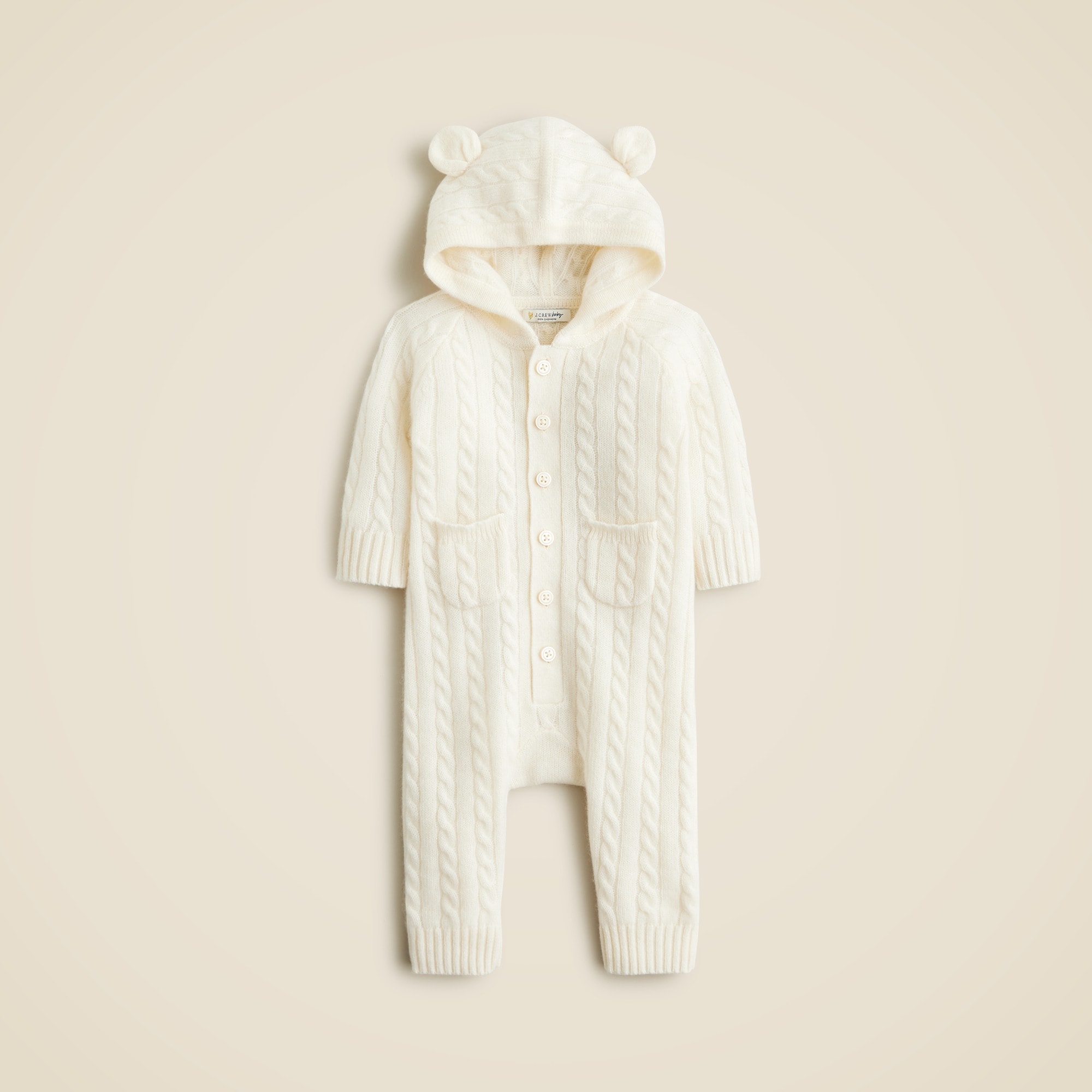 babys Limited-edition baby cashmere cable-knit bear one-piece