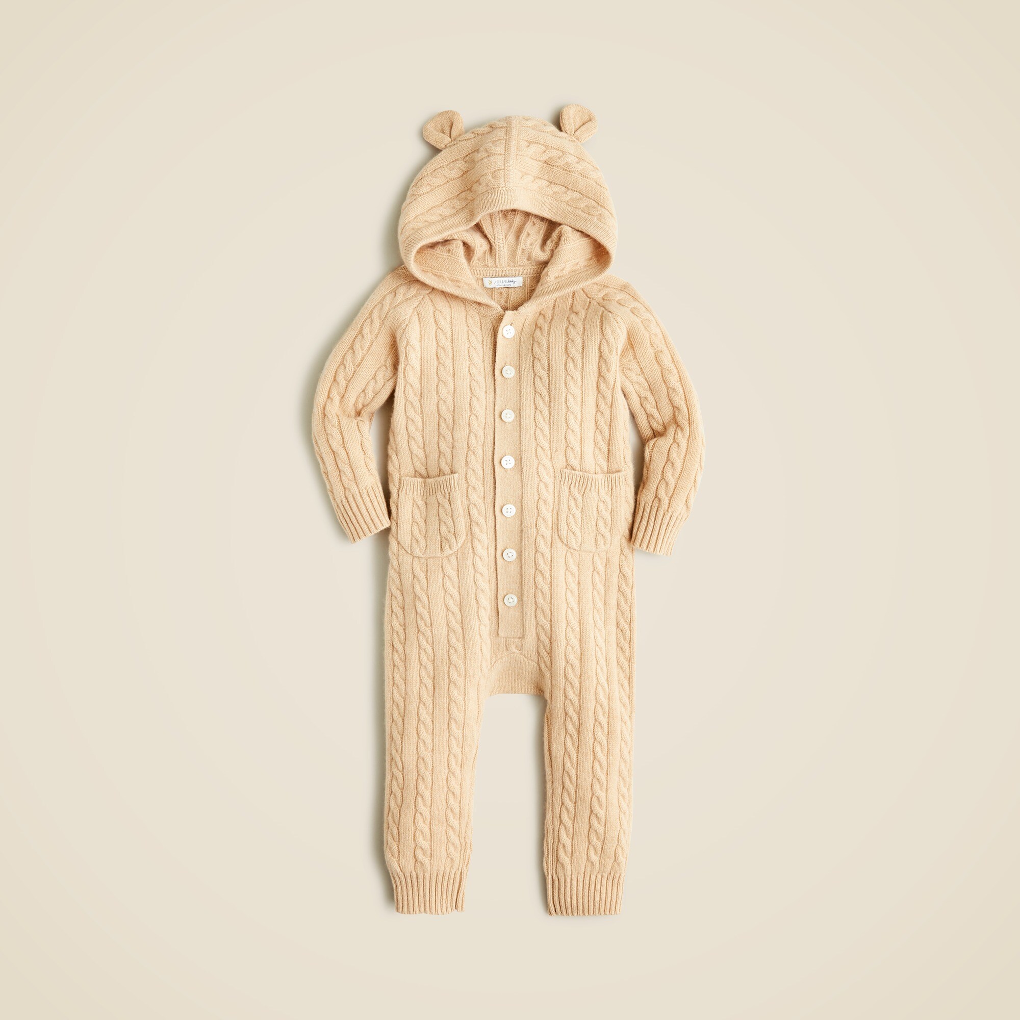 babys Limited-edition baby cashmere cable-knit bear one-piece