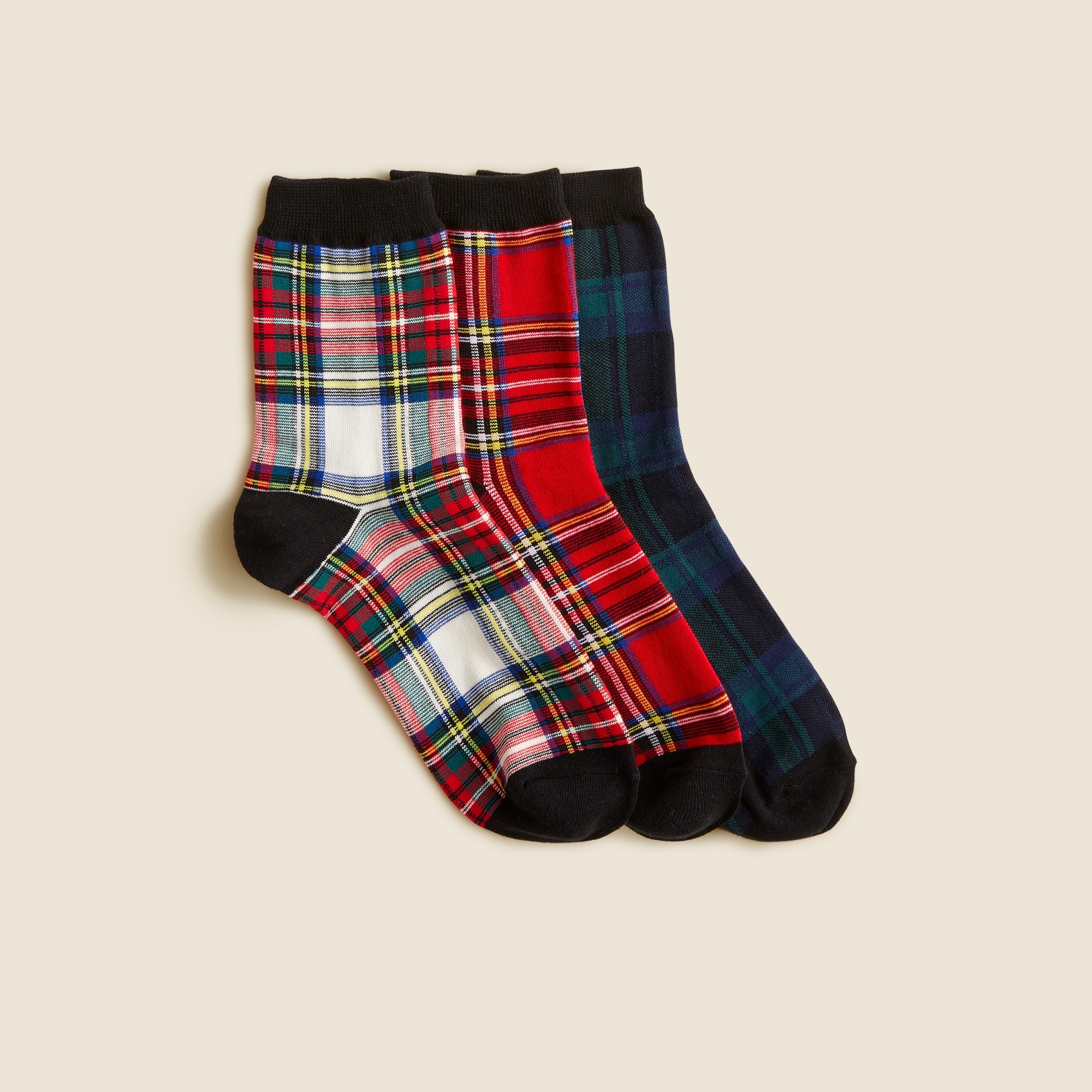 womens Tartan bootie socks three-pack