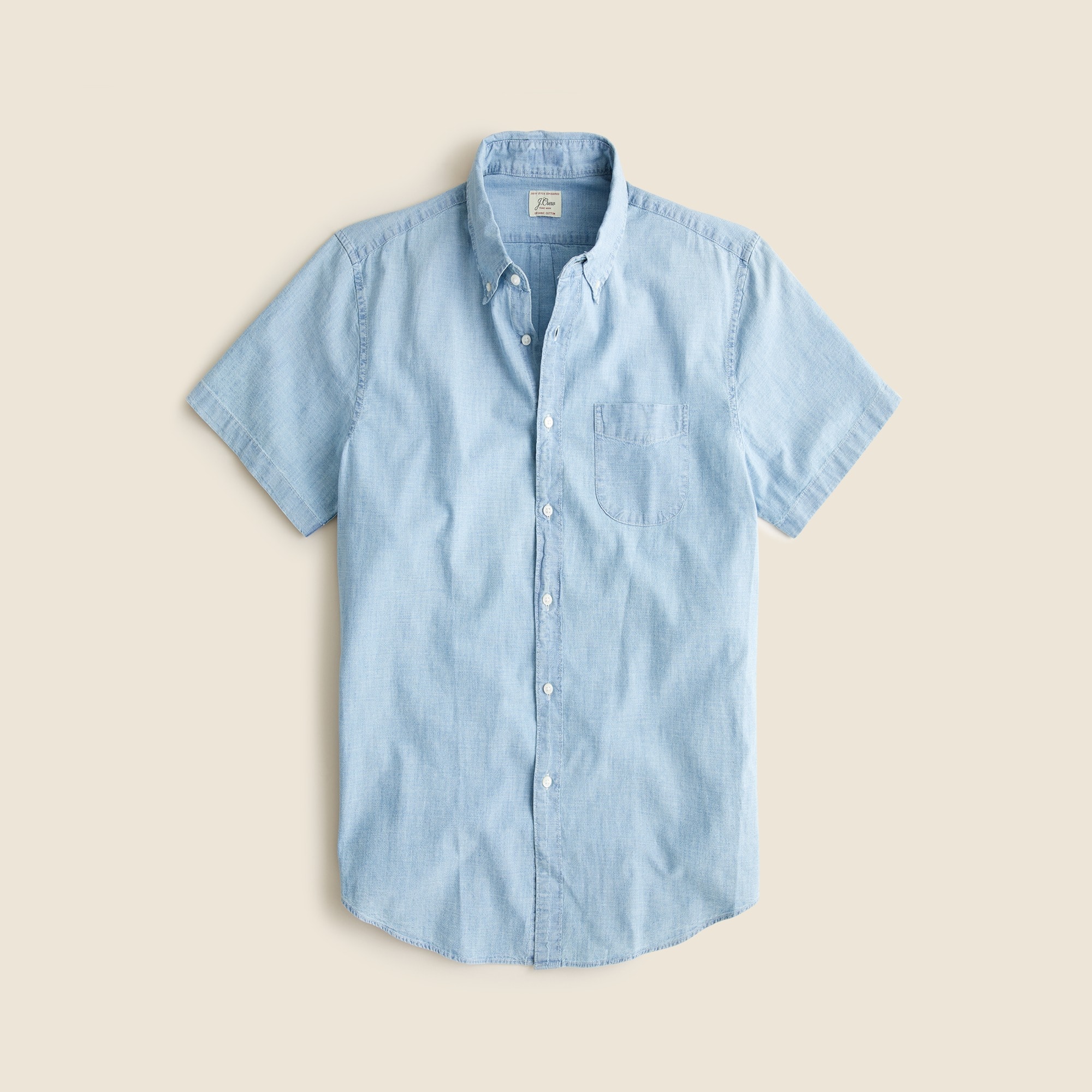 mens Short-sleeve indigo organic chambray shirt