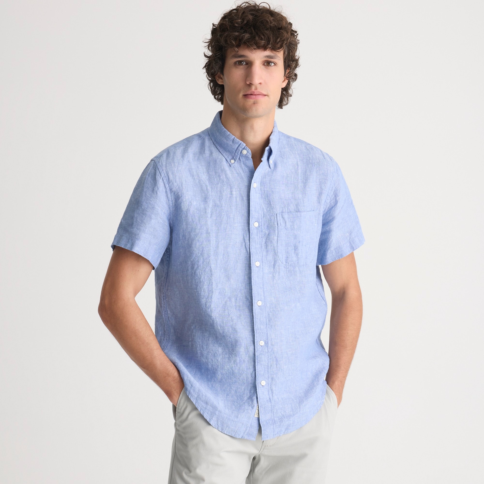 mens Slim short-sleeve Baird McNutt Irish linen shirt