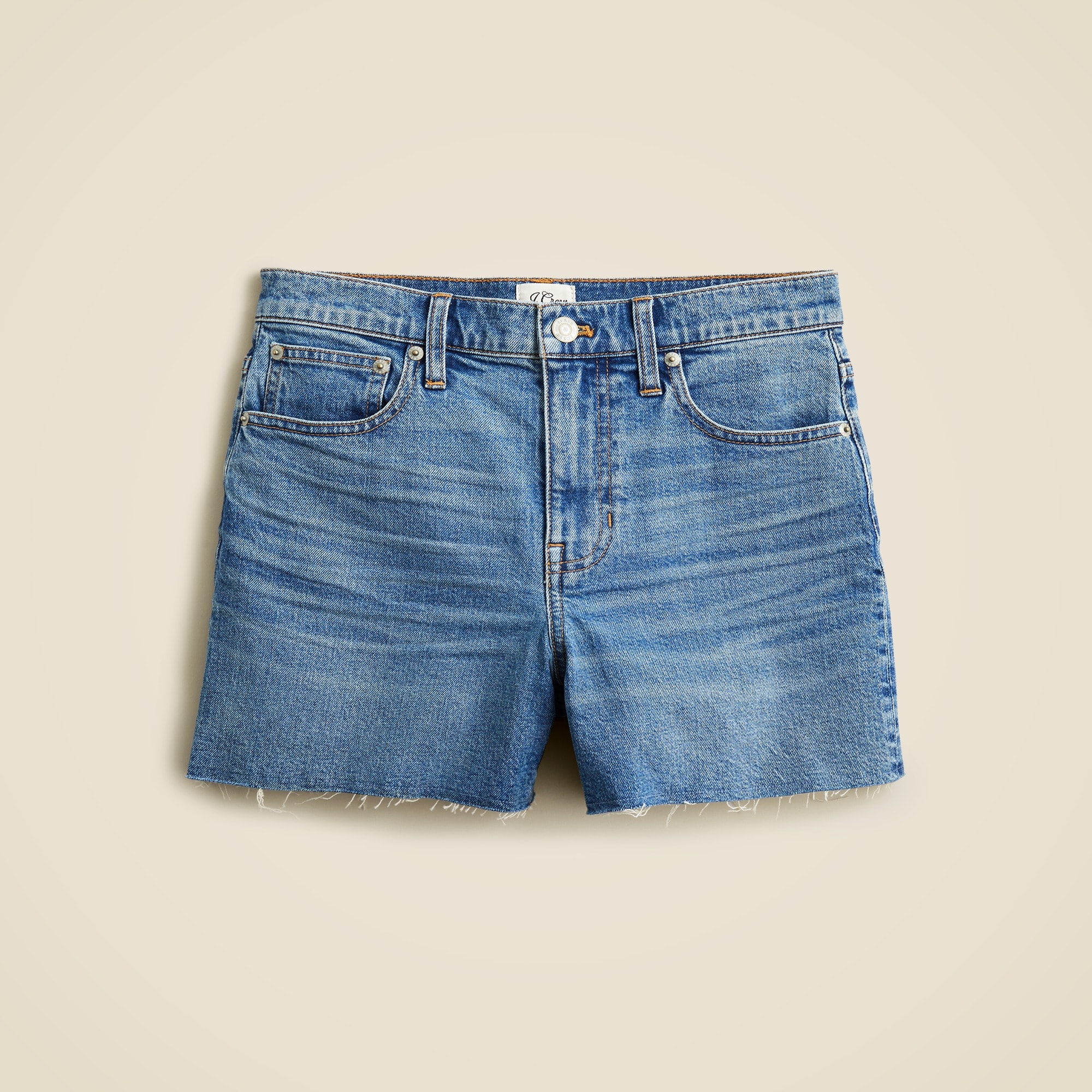  High-rise denim short in Juniper wash