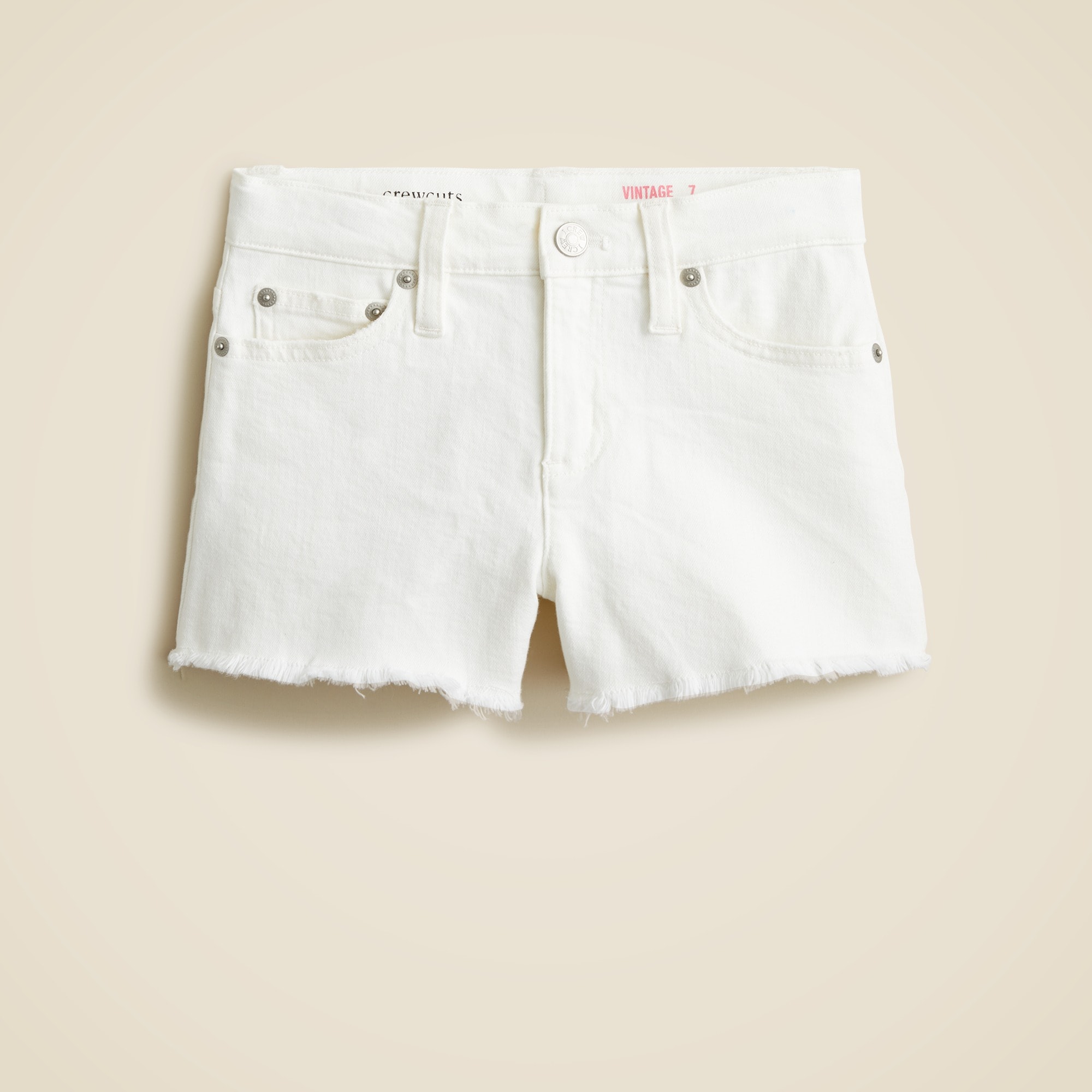 girls Girls&apos; frayed-hem denim short in white