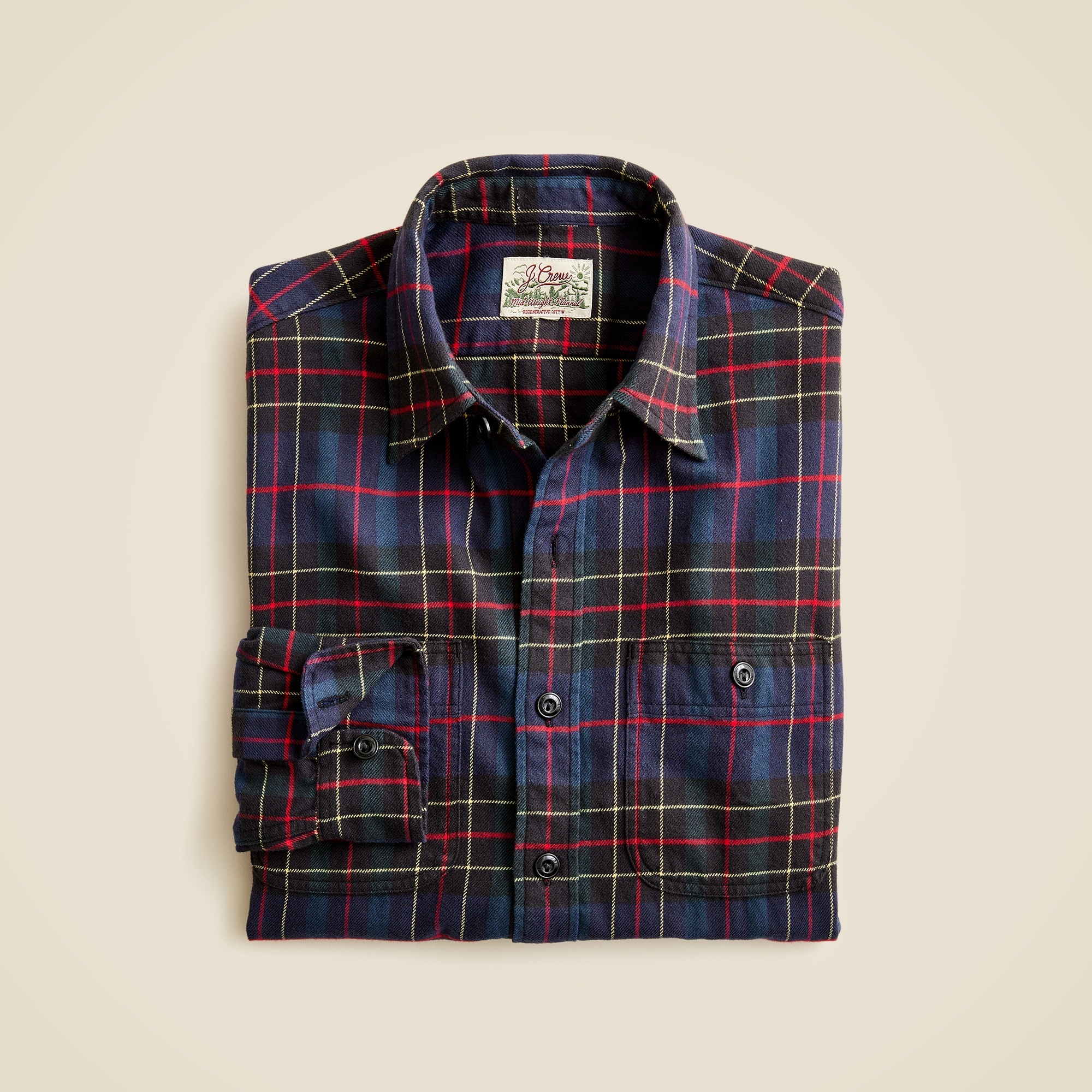 mens Midweight flannel workshirt in regenerative cotton