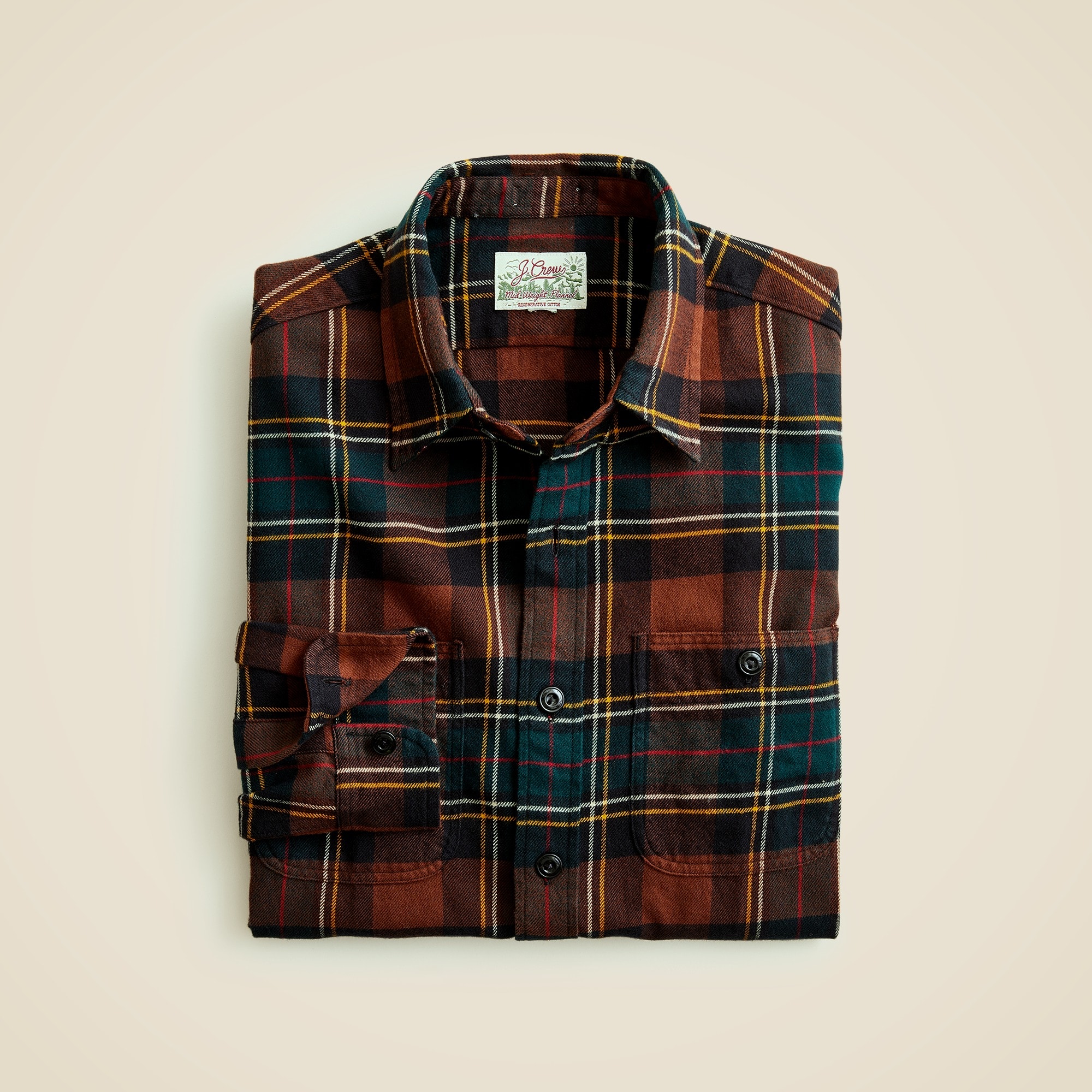 mens Midweight flannel workshirt in regenerative cotton