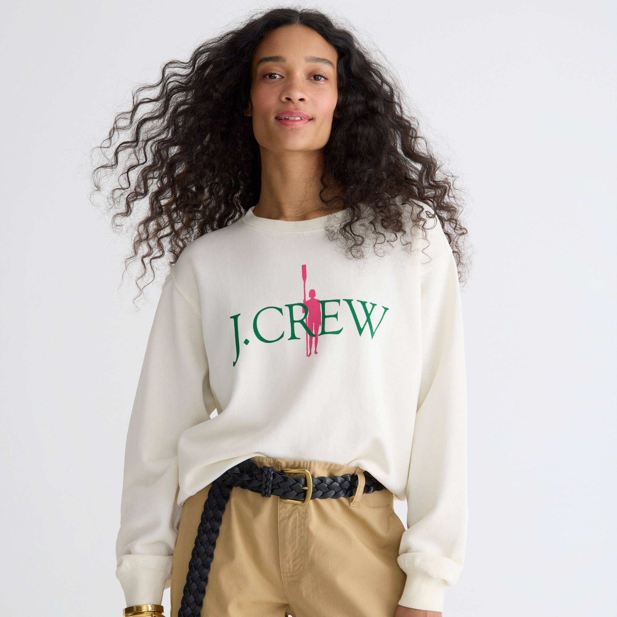 womens French terry oarsman relaxed sweatshirt