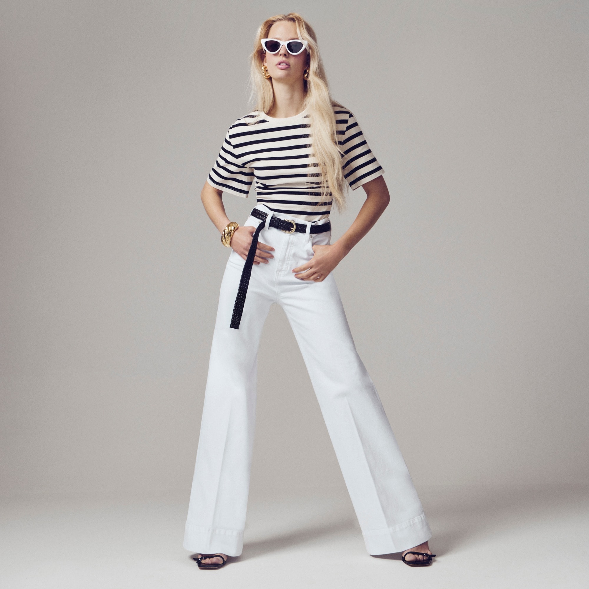  Wide-leg denim trouser in white