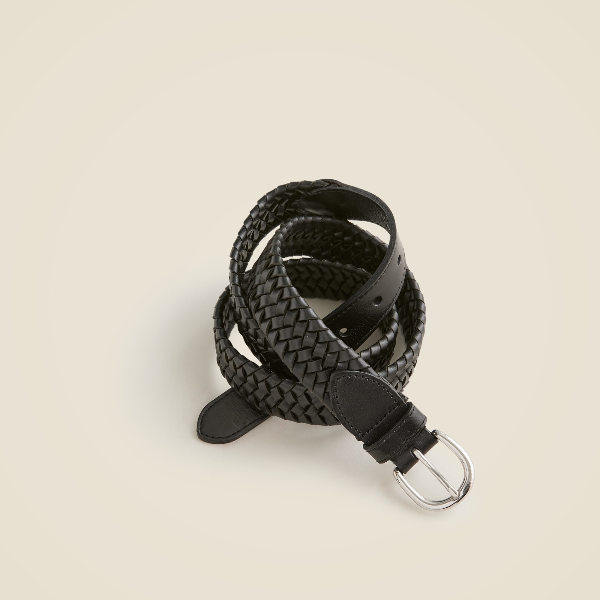 Woven elasticated Italian leather belt