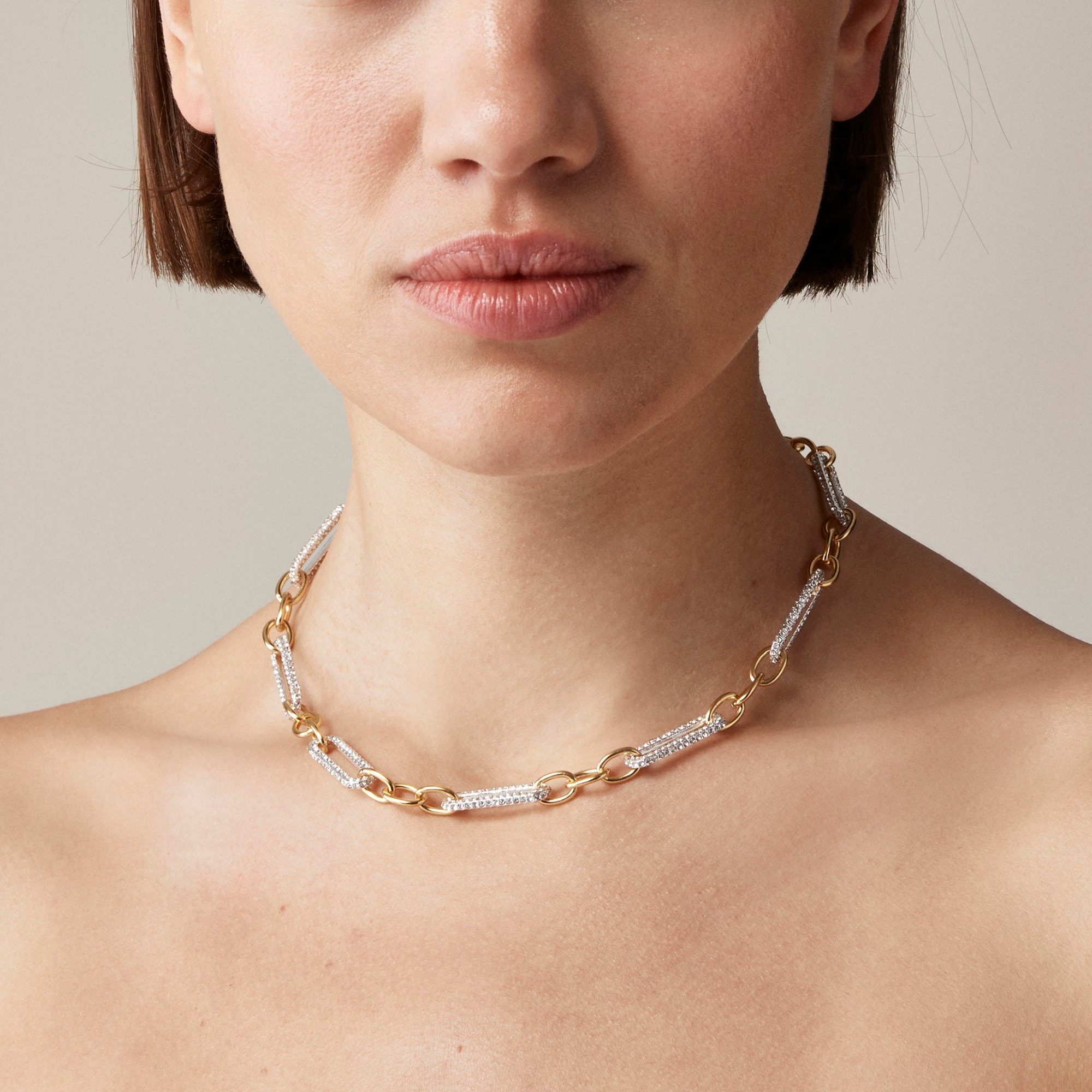 womens Pav&eacute; crystal link necklace