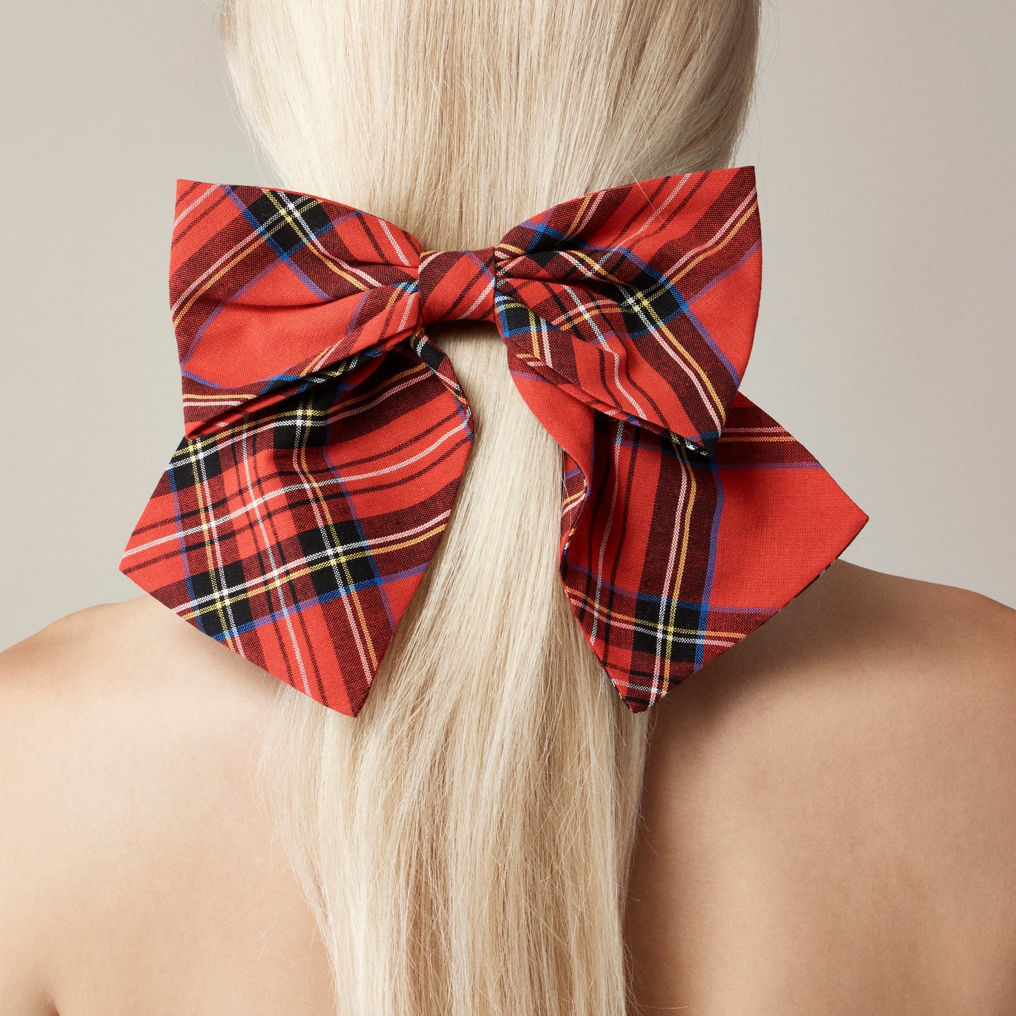 womens Oversized tartan bow hair clip