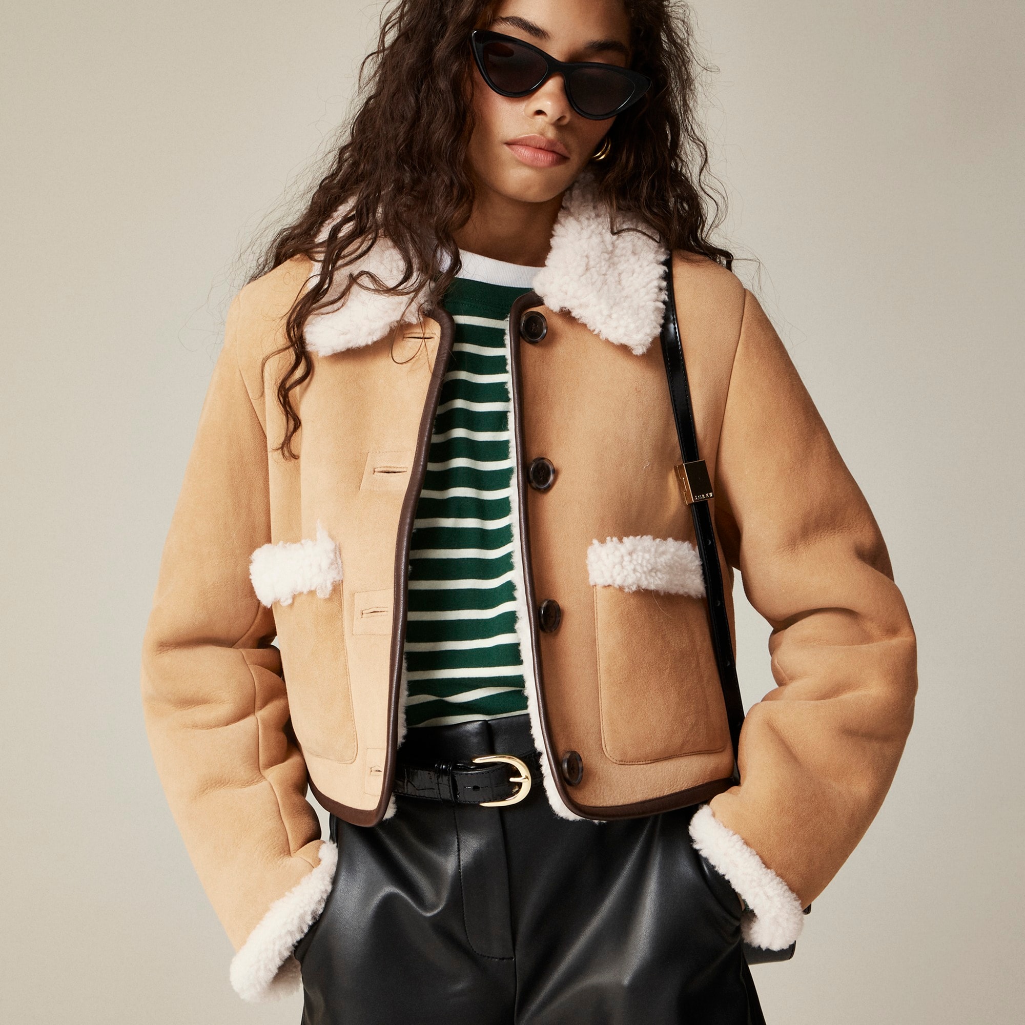 womens Collection limited-edition cropped shearling jacket