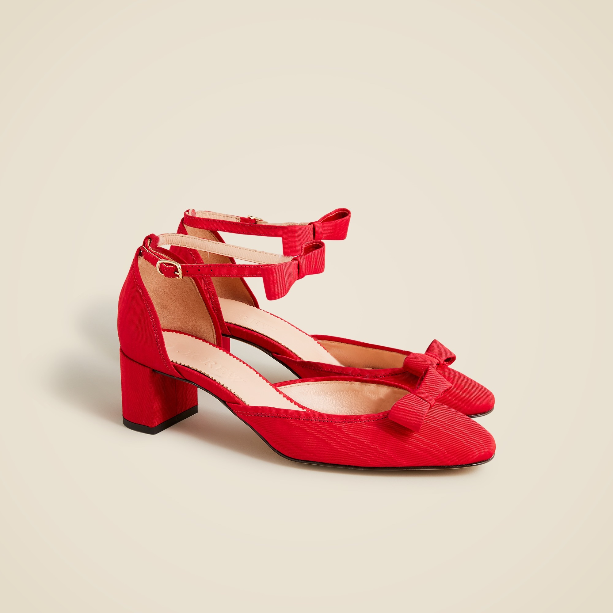  Millie bow ankle-strap heels in moir&eacute;