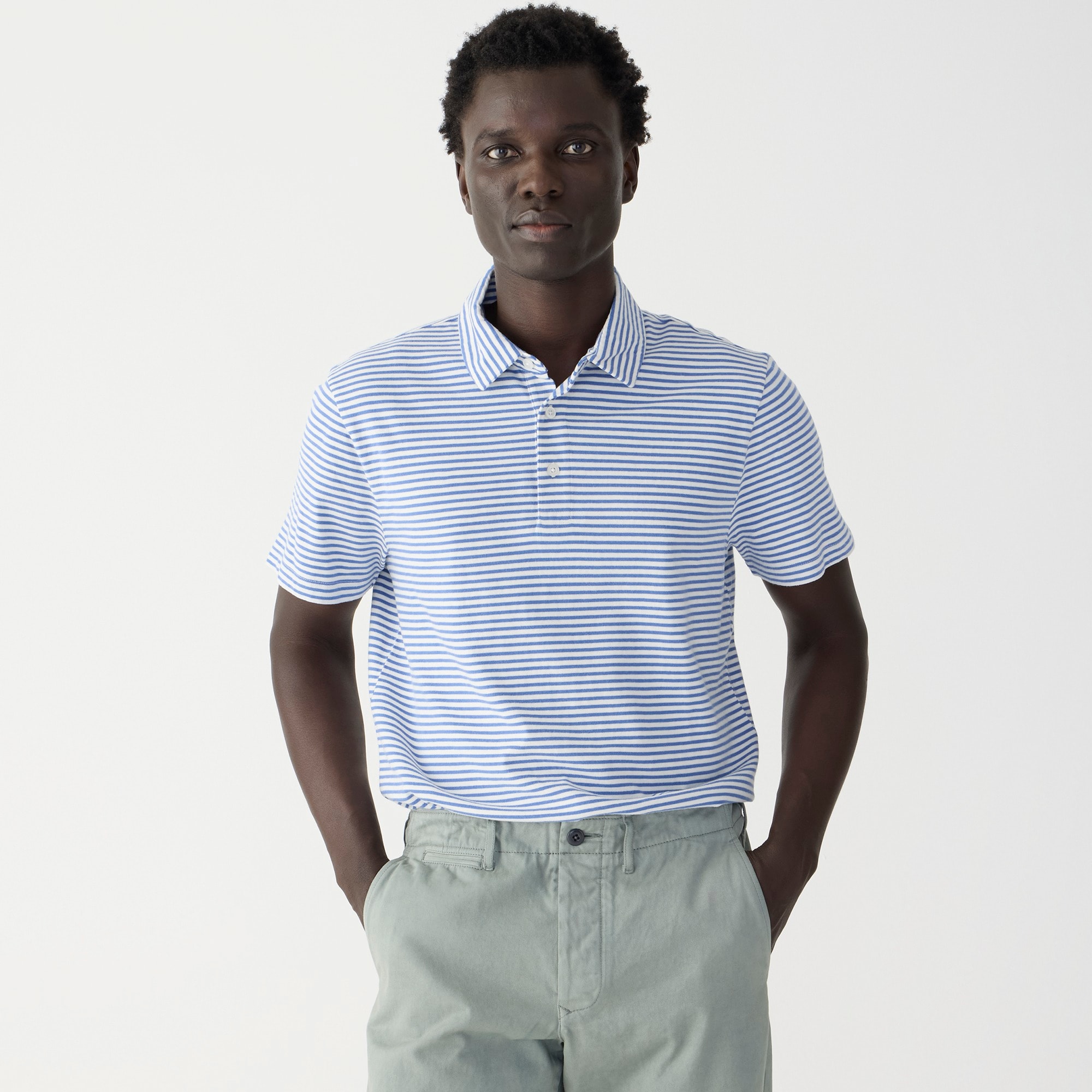  Sueded cotton polo shirt in stripe