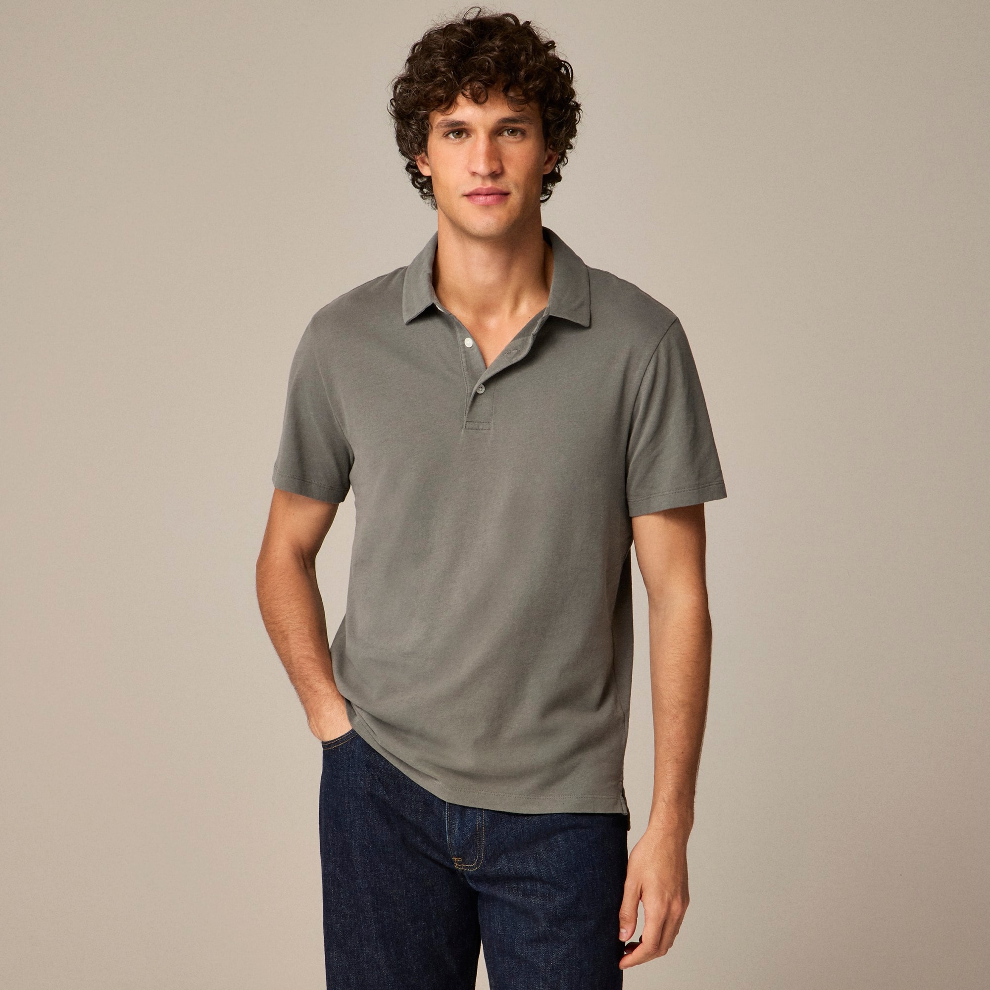 mens Sueded cotton polo shirt