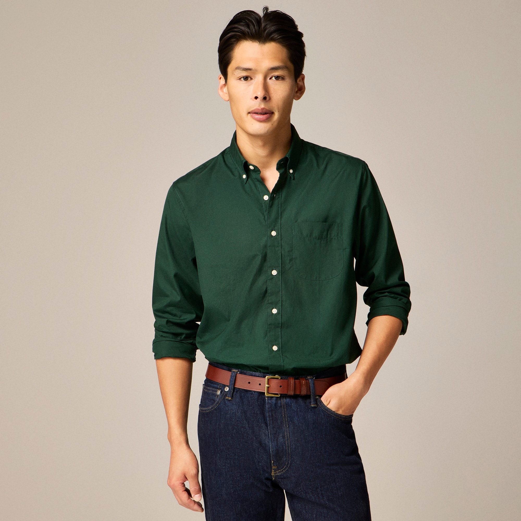 mens Secret Wash cotton poplin shirt