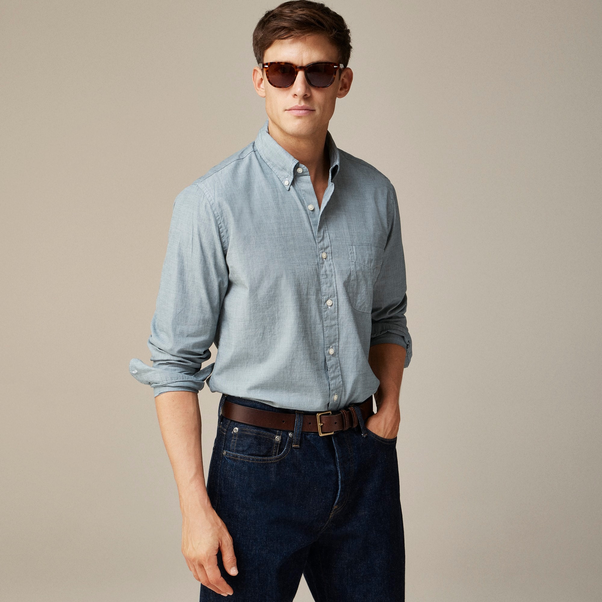 mens Secret Wash cotton poplin shirt