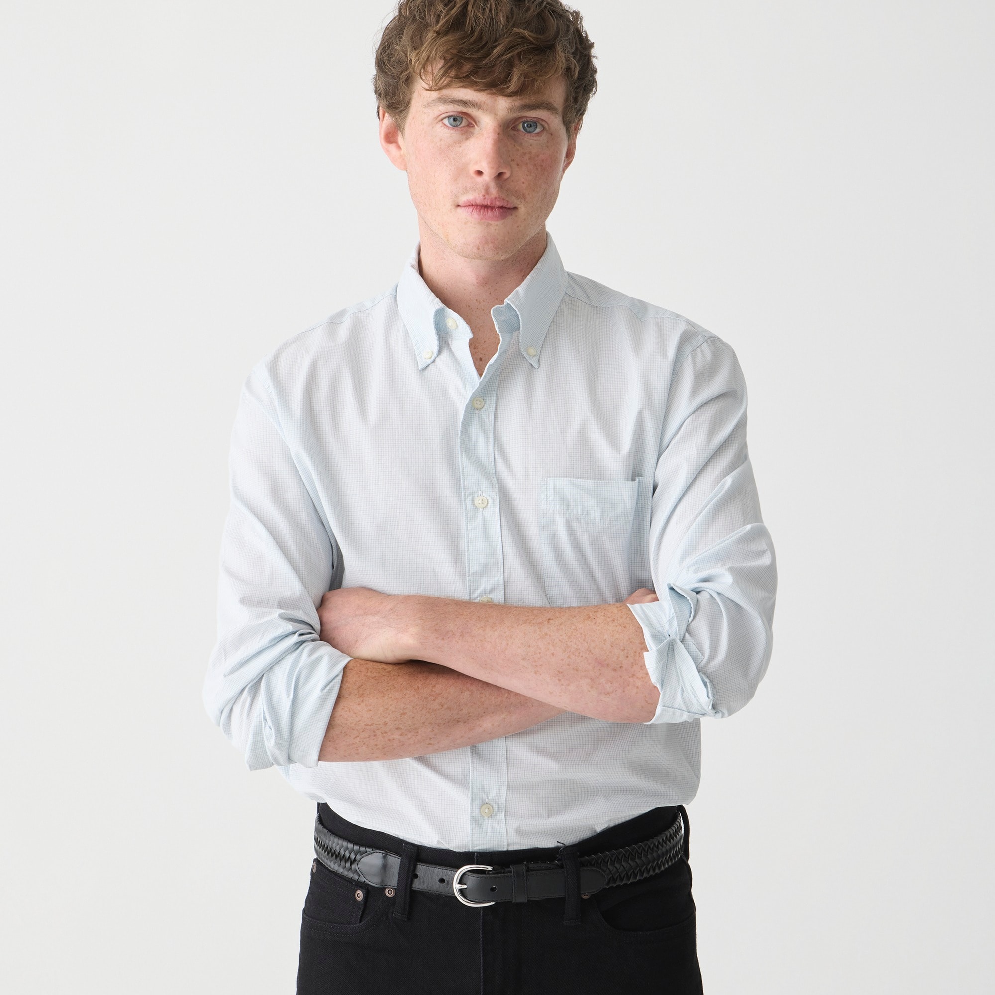 mens Slim Secret Wash cotton poplin shirt