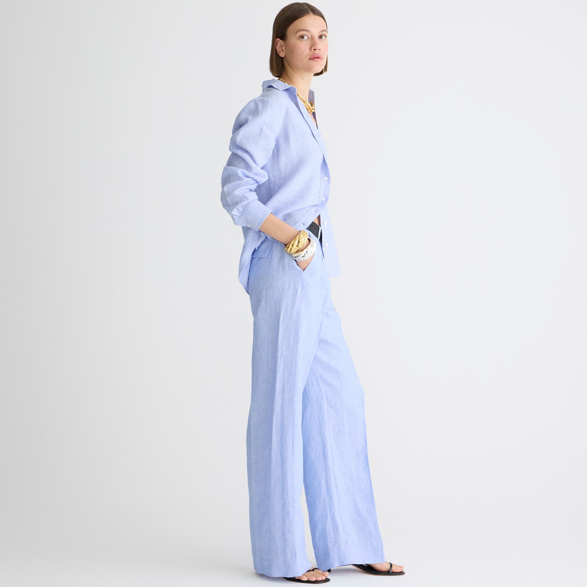 womens Tall wide-leg essential pant in linen