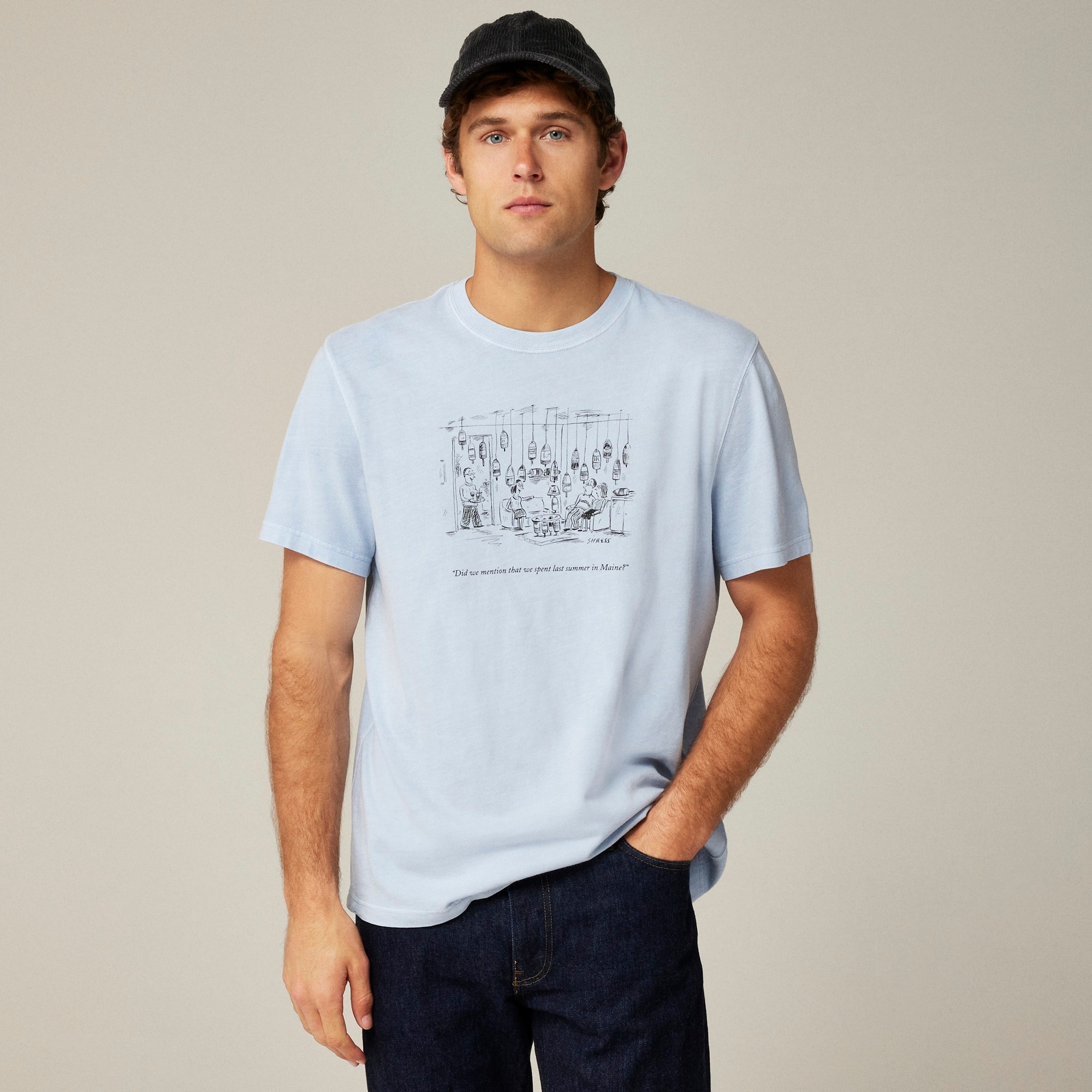 mens The New Yorker X J.Crew vintage-wash cotton graphic T-shirt