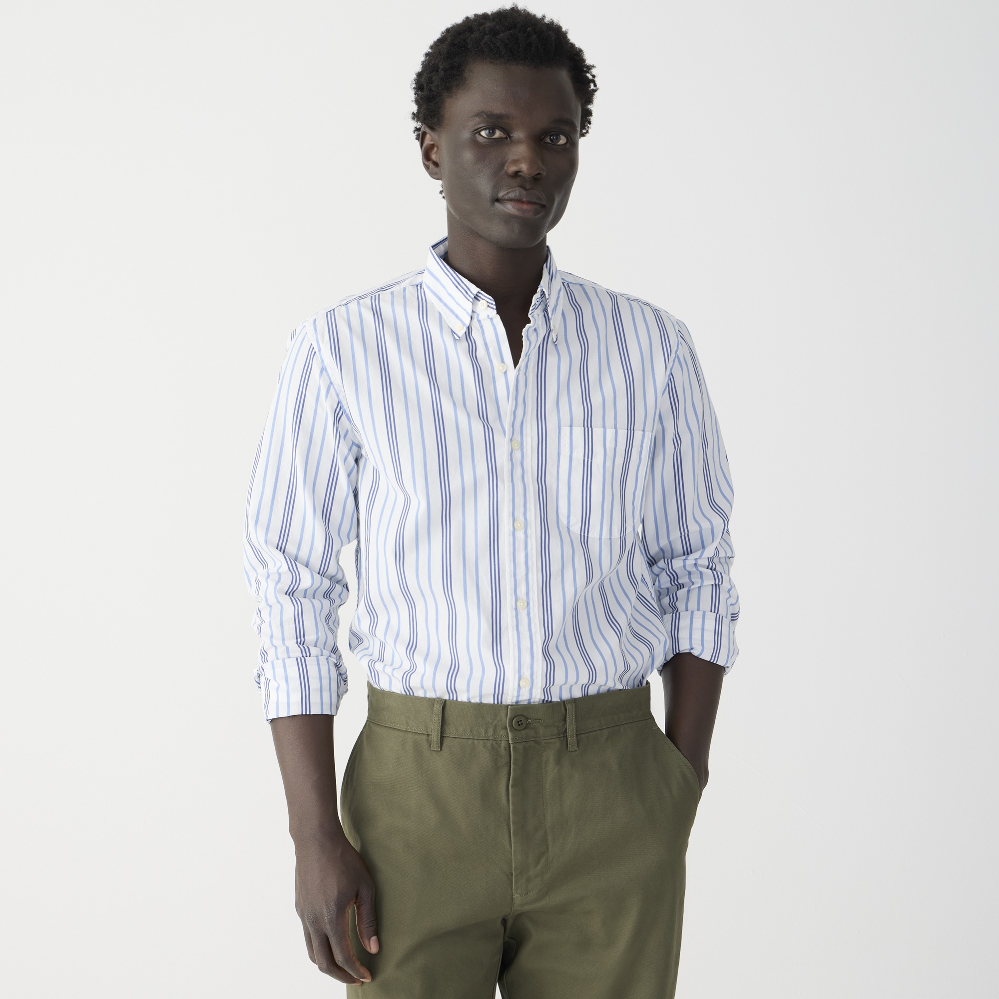 mens Secret Wash cotton poplin shirt in stripe