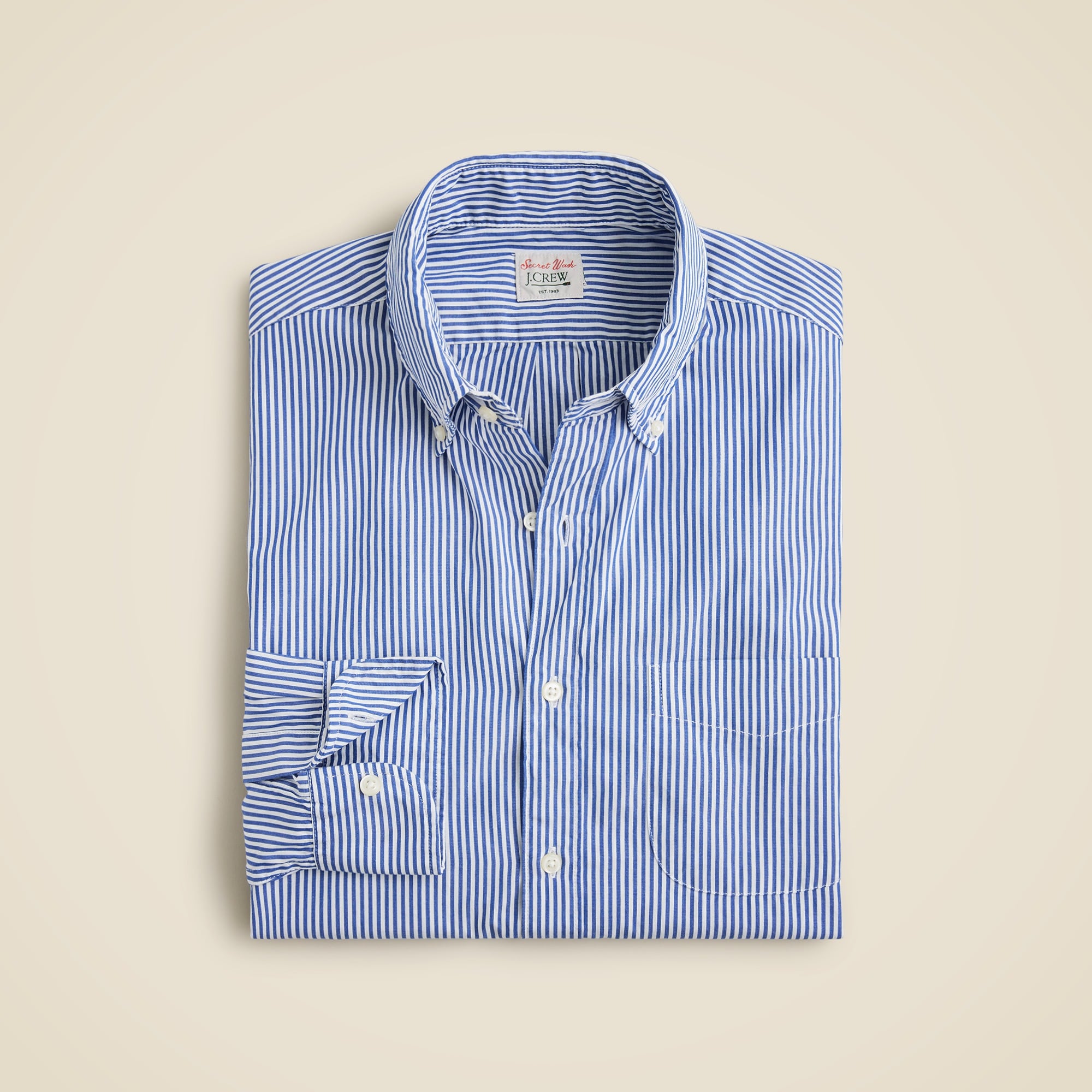 mens Secret Wash cotton poplin shirt in stripe