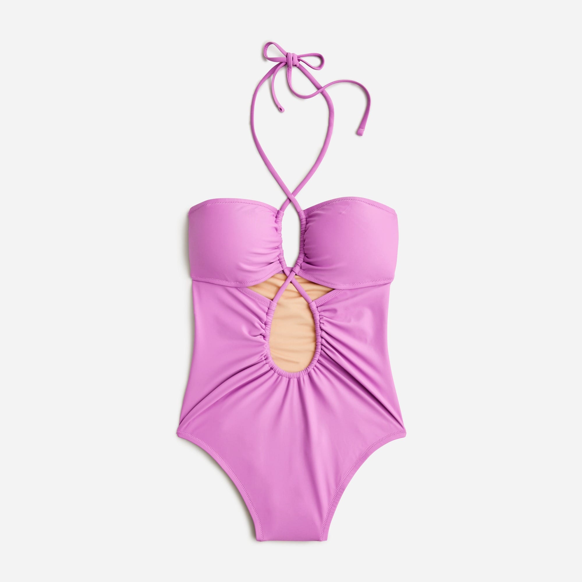  Cutout halter one-piece swimsuit