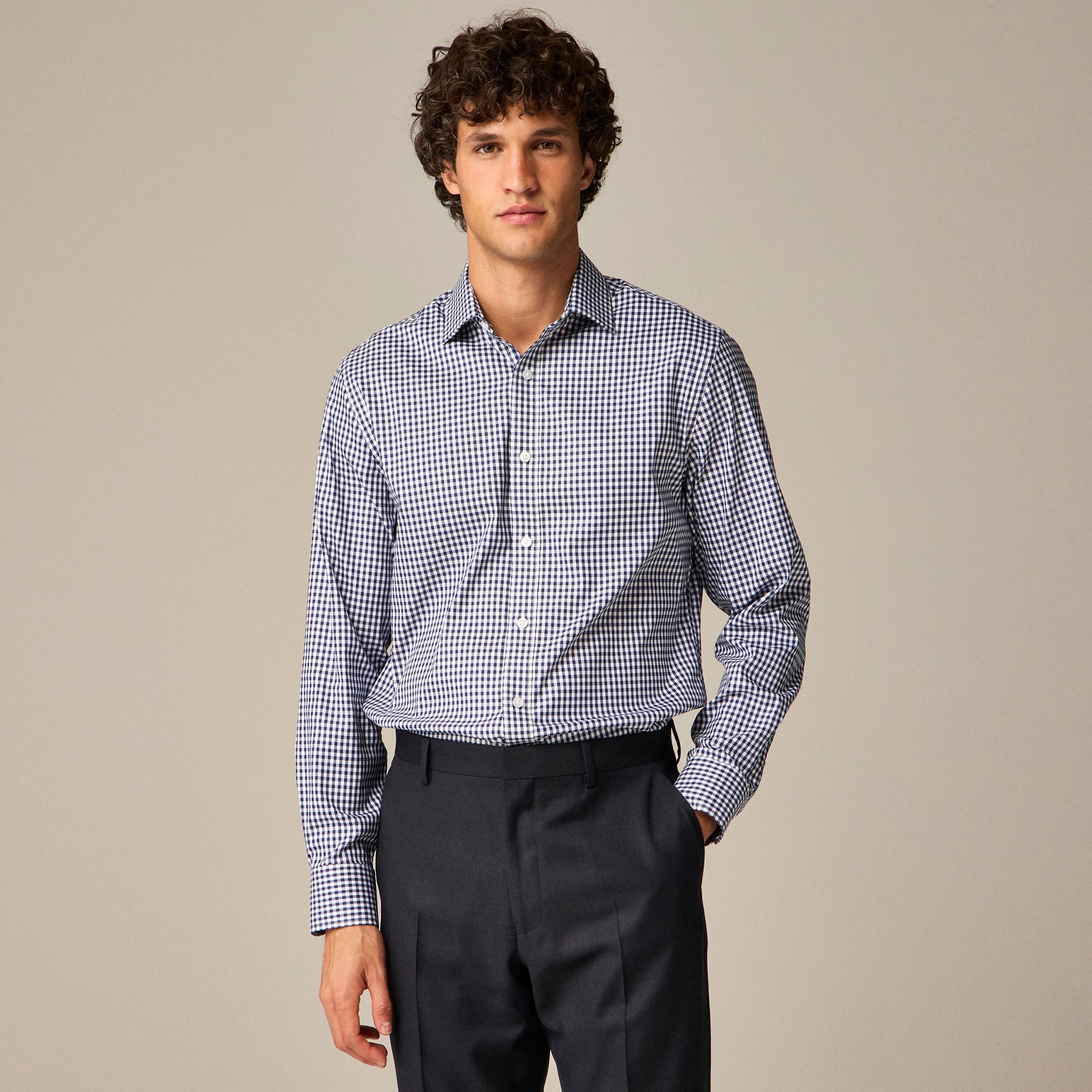 mens Bowery performance stretch dress shirt with spread collar