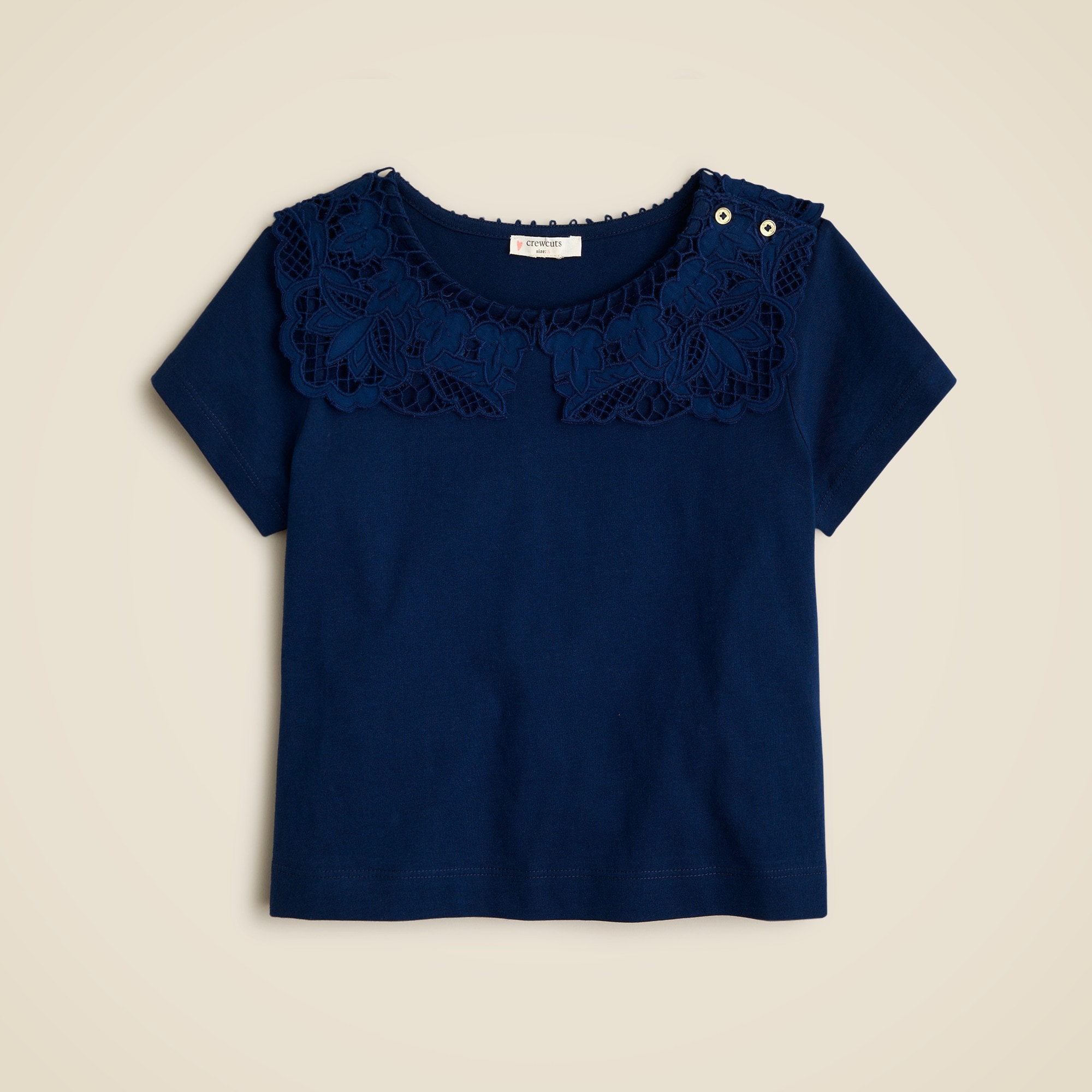  Girls' lace-collar T-shirt