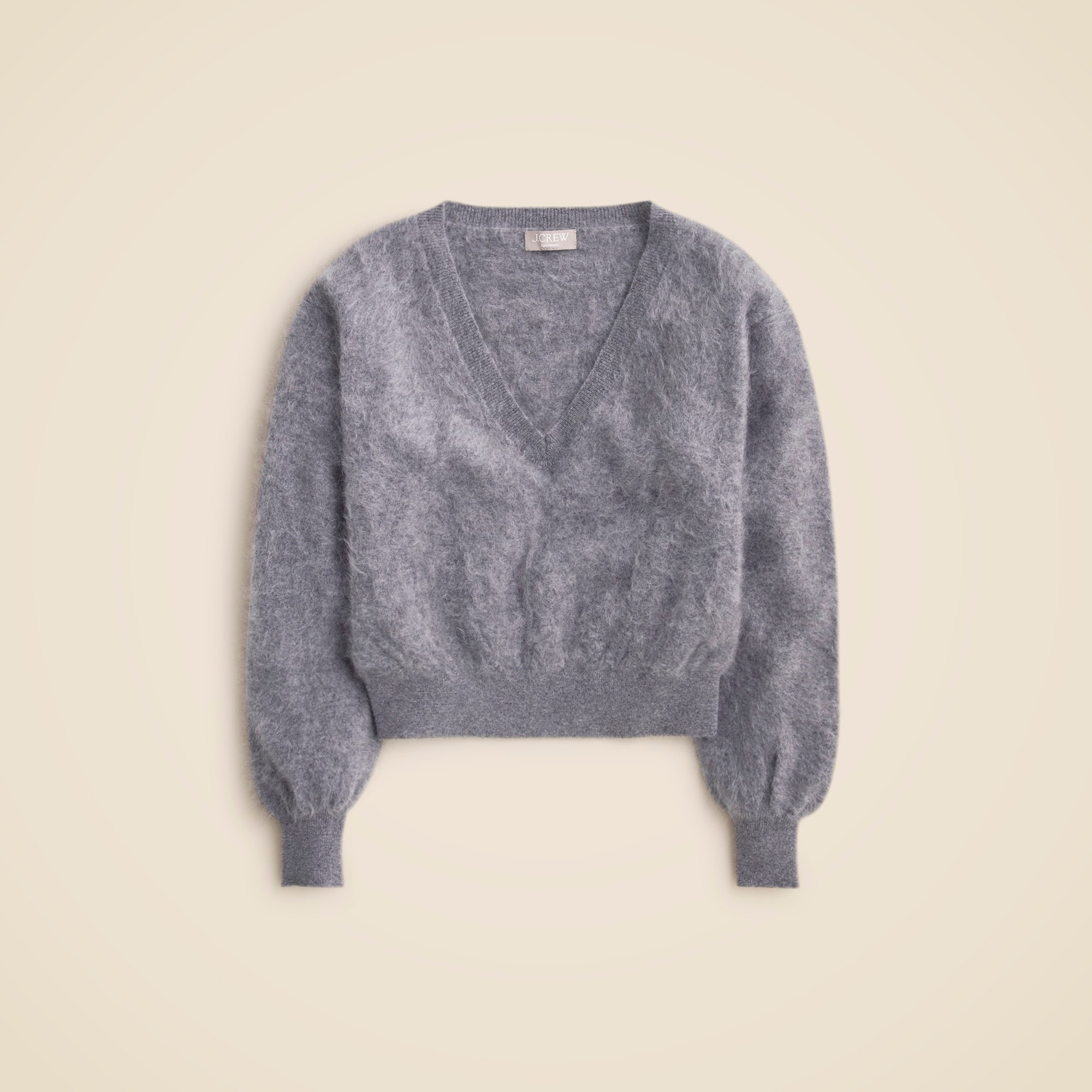 womens Brushed cashmere cropped V-neck sweater