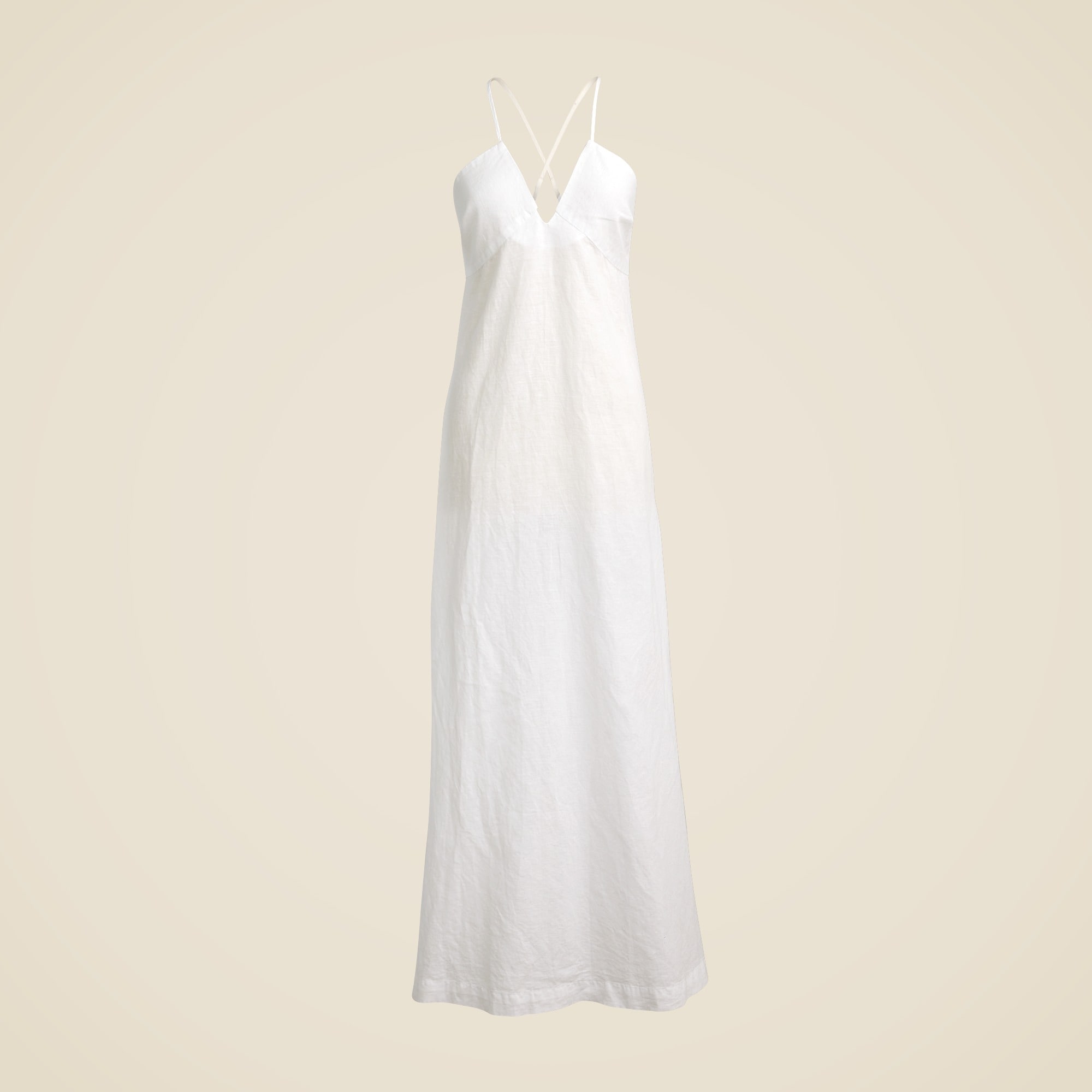  Cross-back beach dress in linen-cotton blend