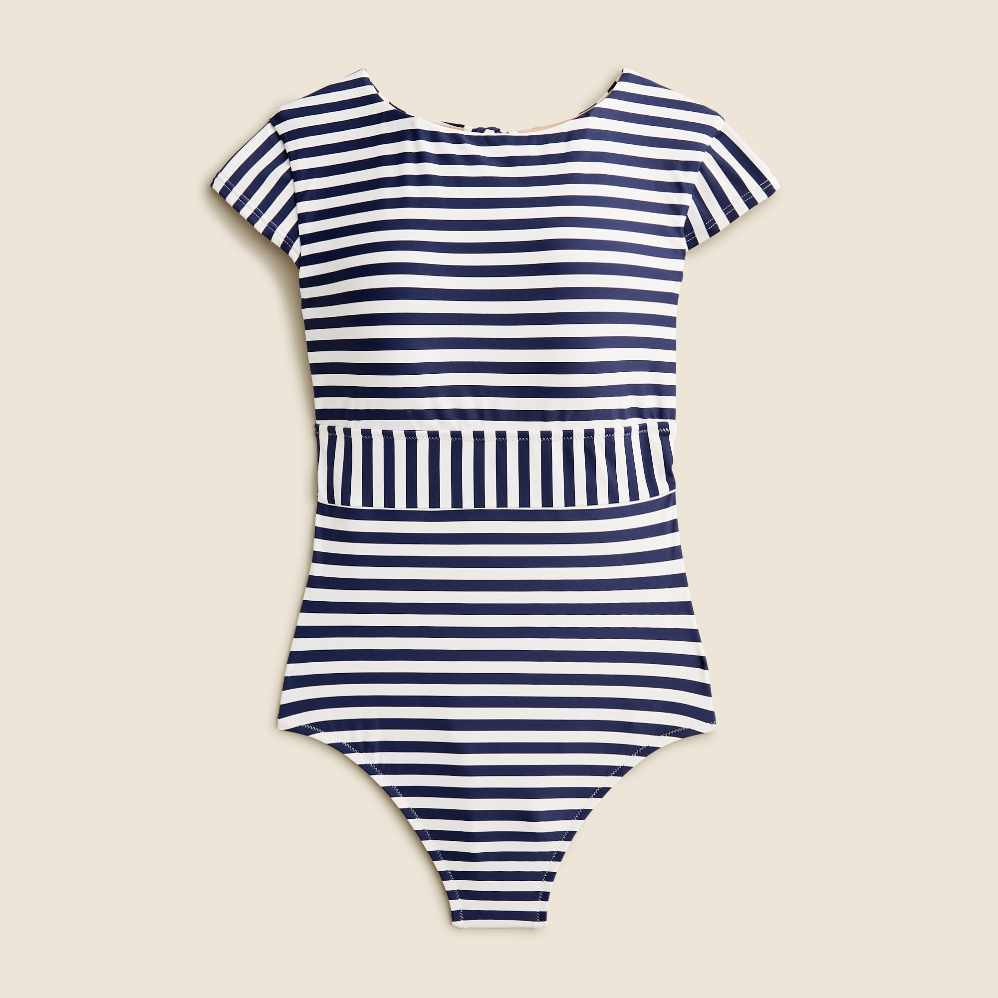  Cap-sleeve one-piece swimsuit in stripe