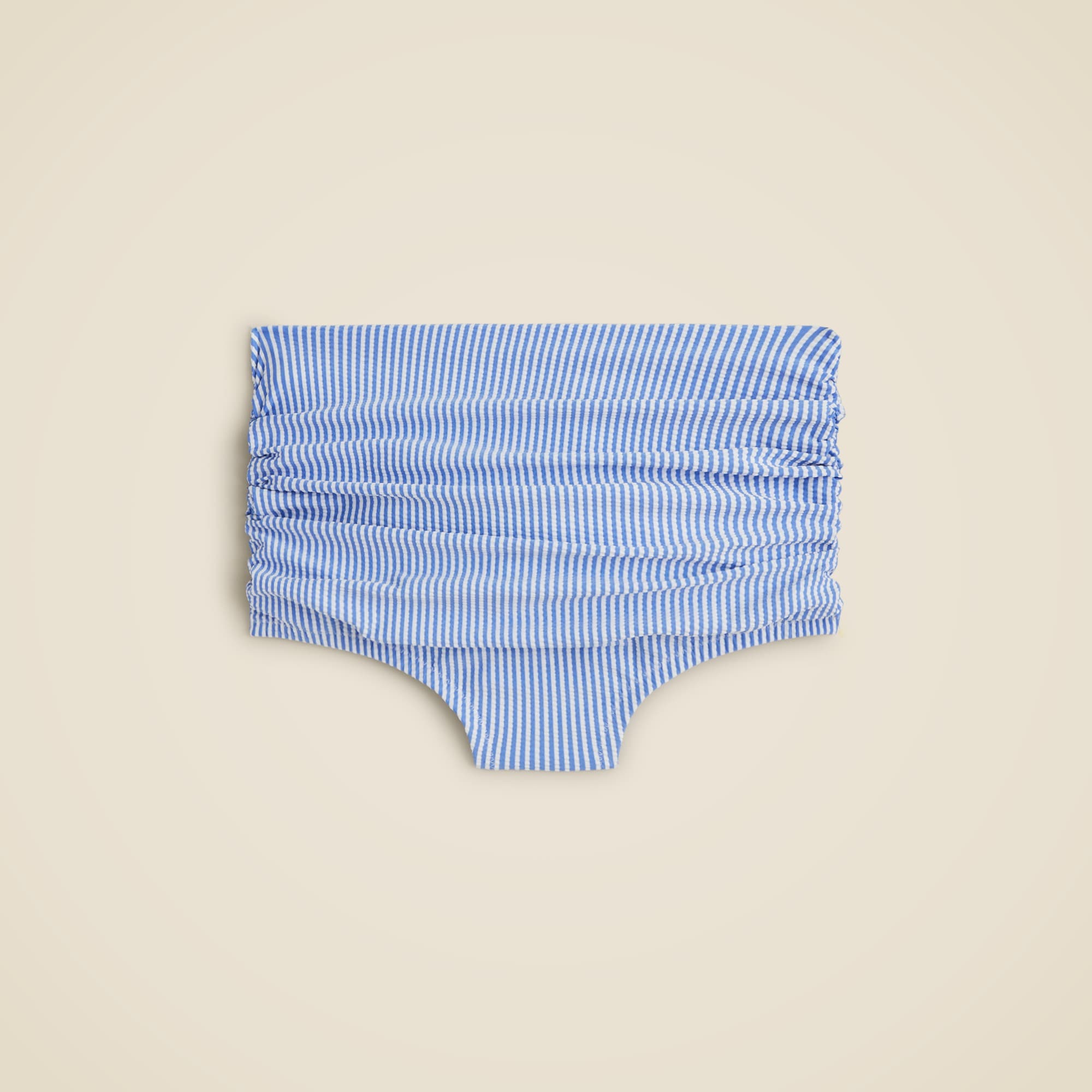  Ruched high-rise bikini bottom in seersucker