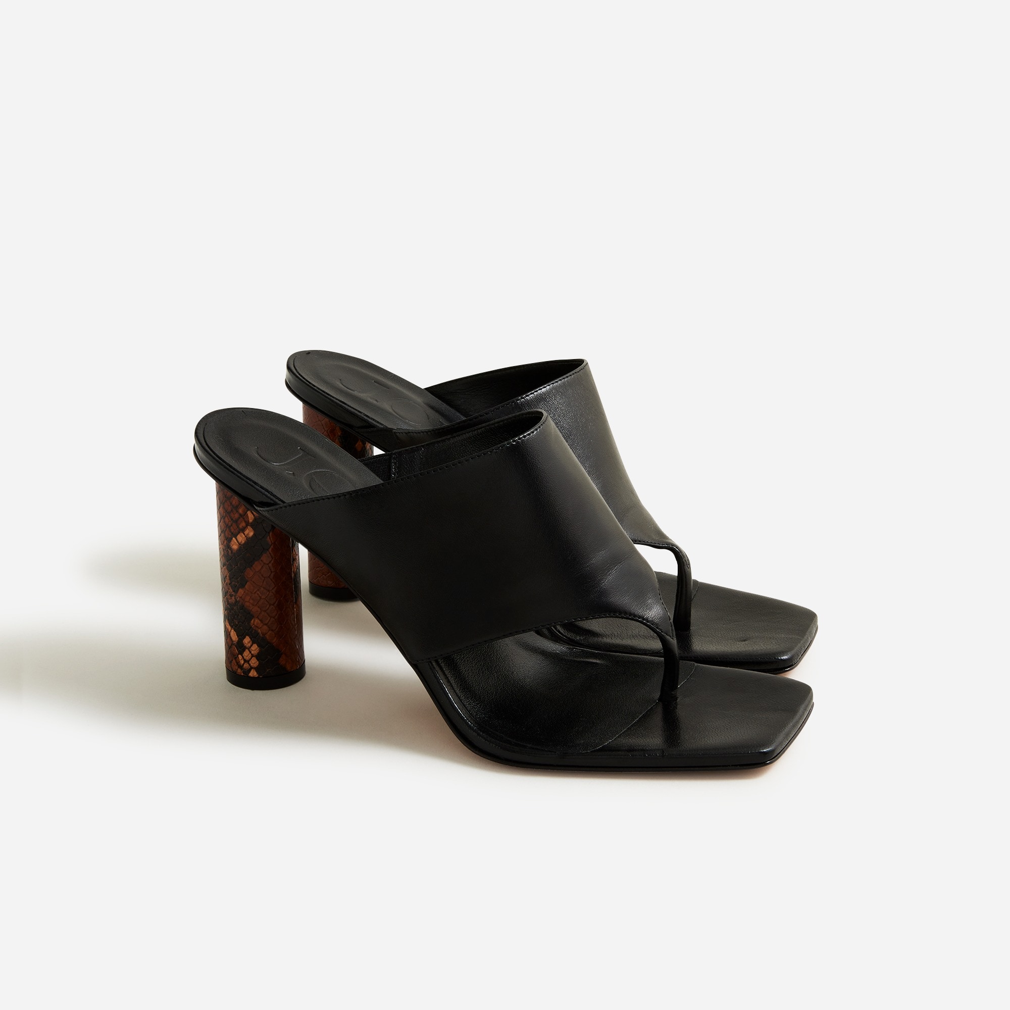  Rounded-heel thong sandals in leather