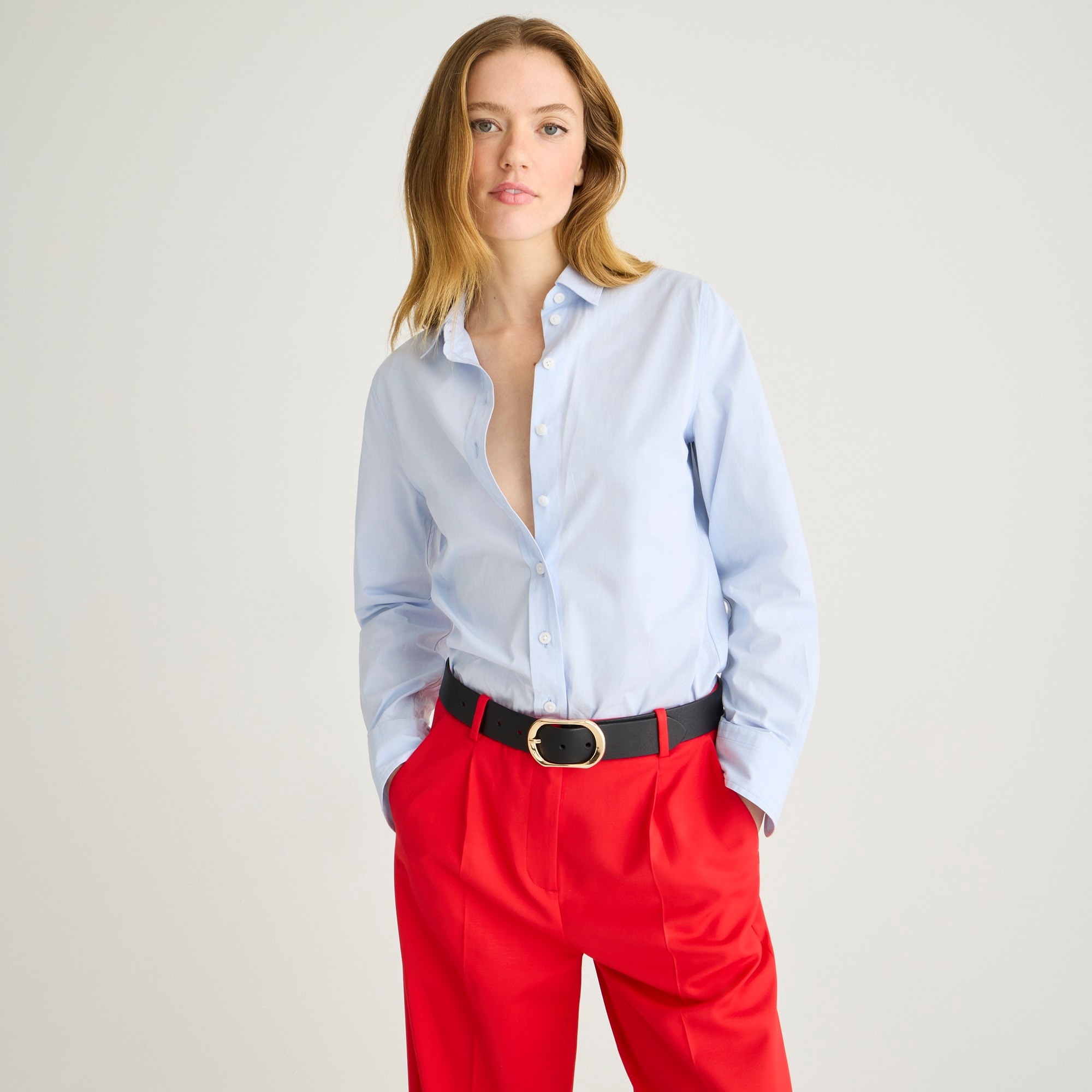 womens Wren slim shirt in stretch cotton poplin