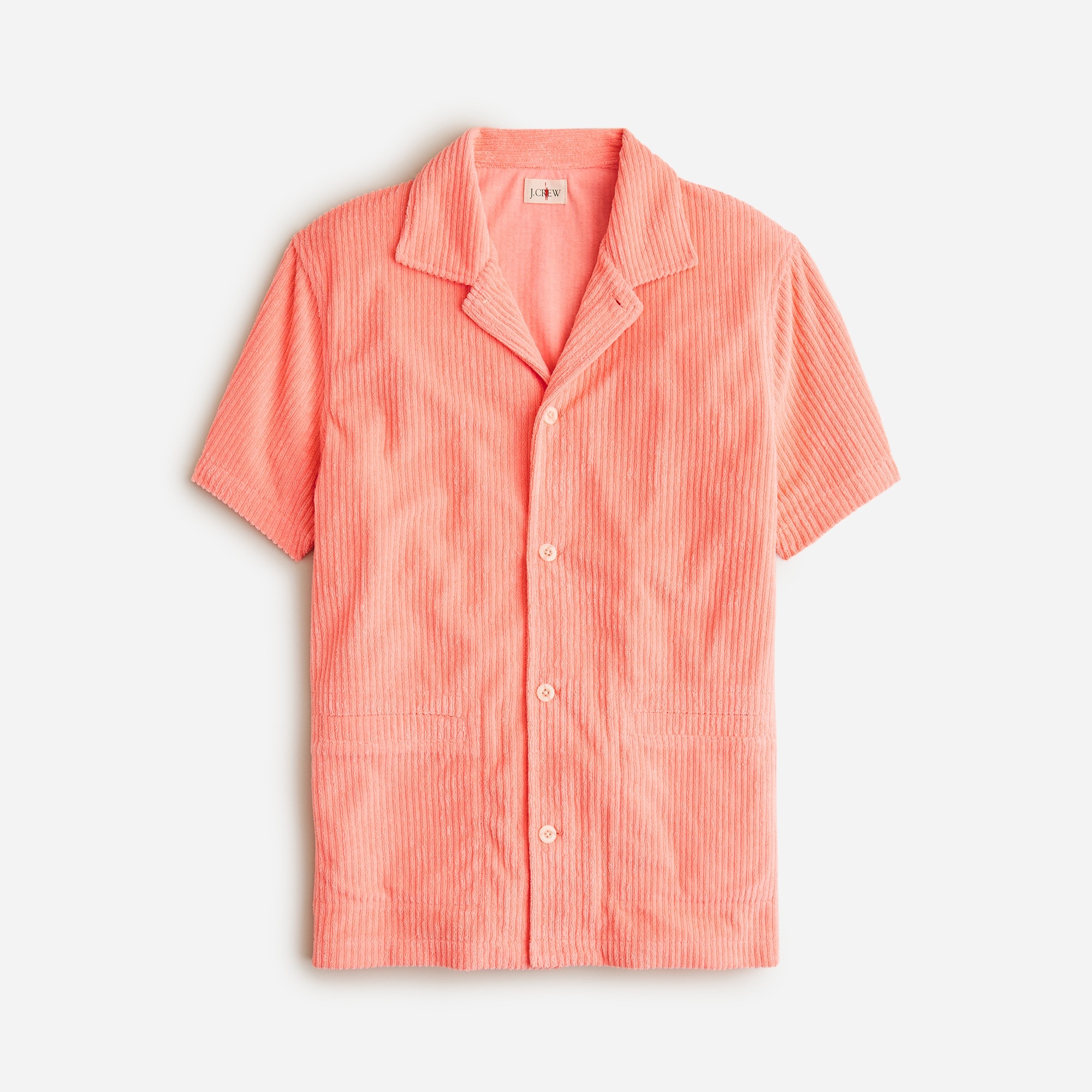  Short-sleeve corded terry camp-collar shirt