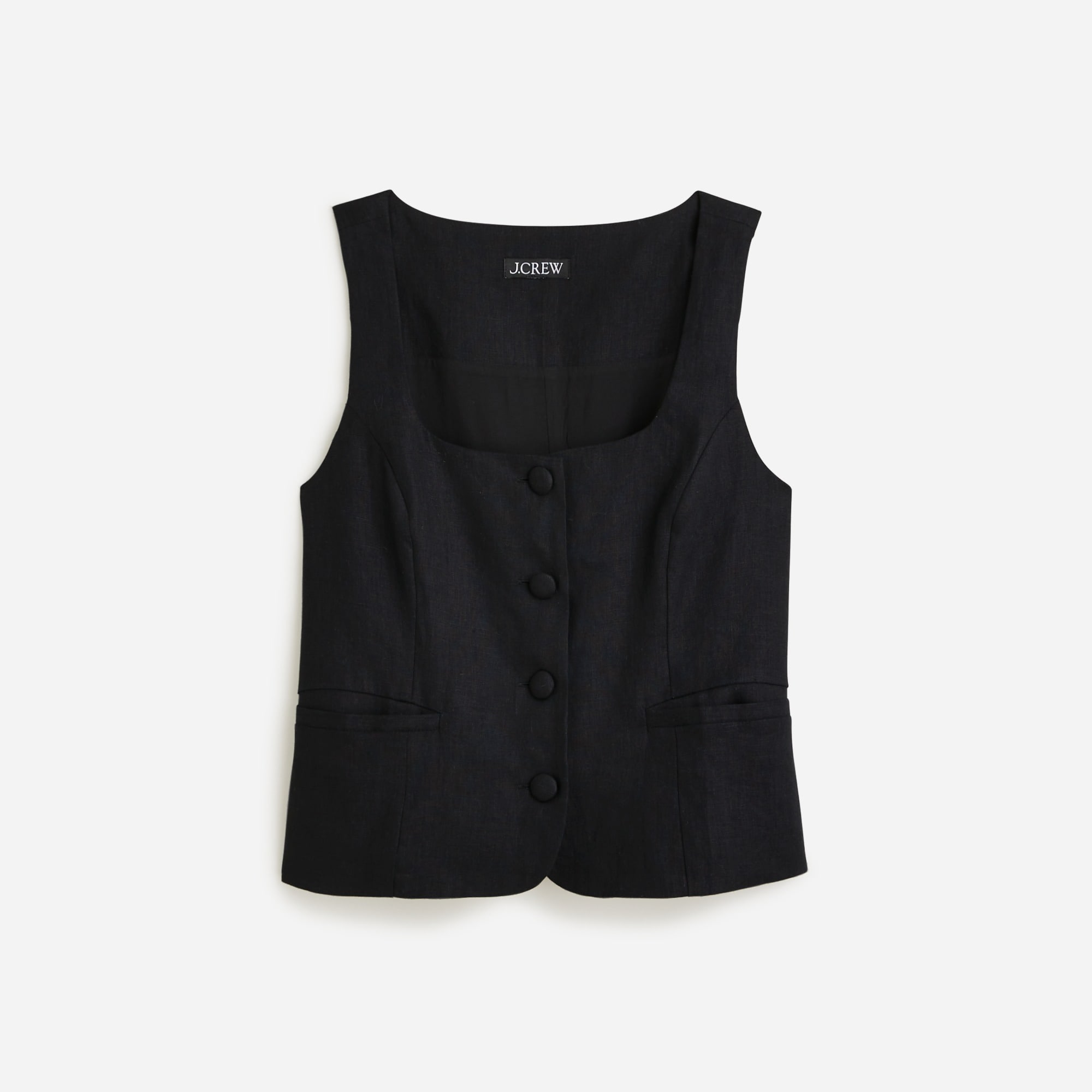  Scoopneck linen-blend vest