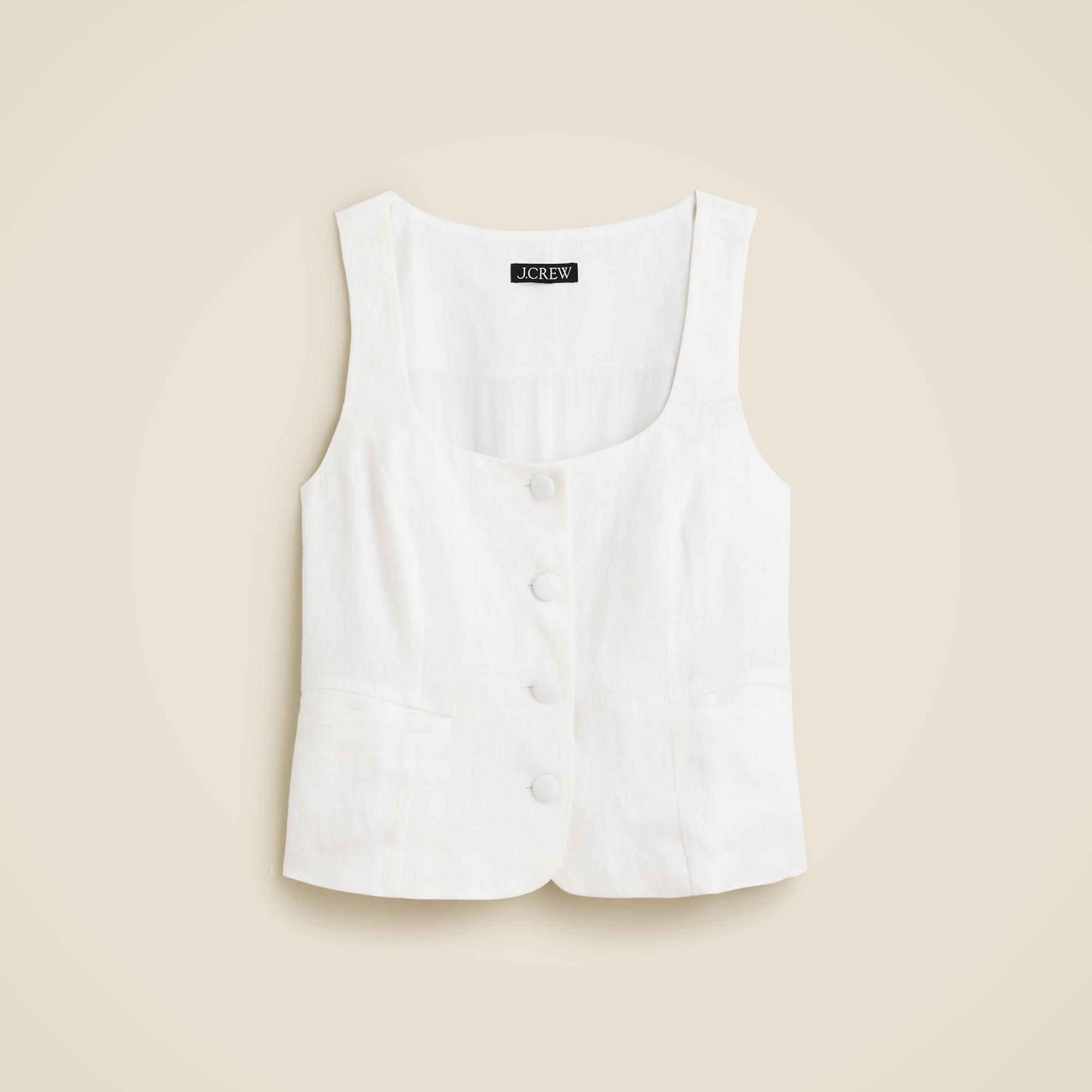  Scoopneck linen-blend vest