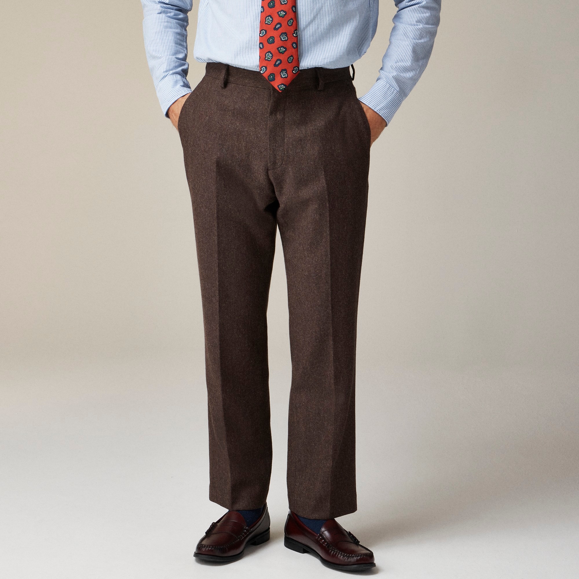 mens Kenmare Relaxed-fit suit pant in English cotton-wool blend