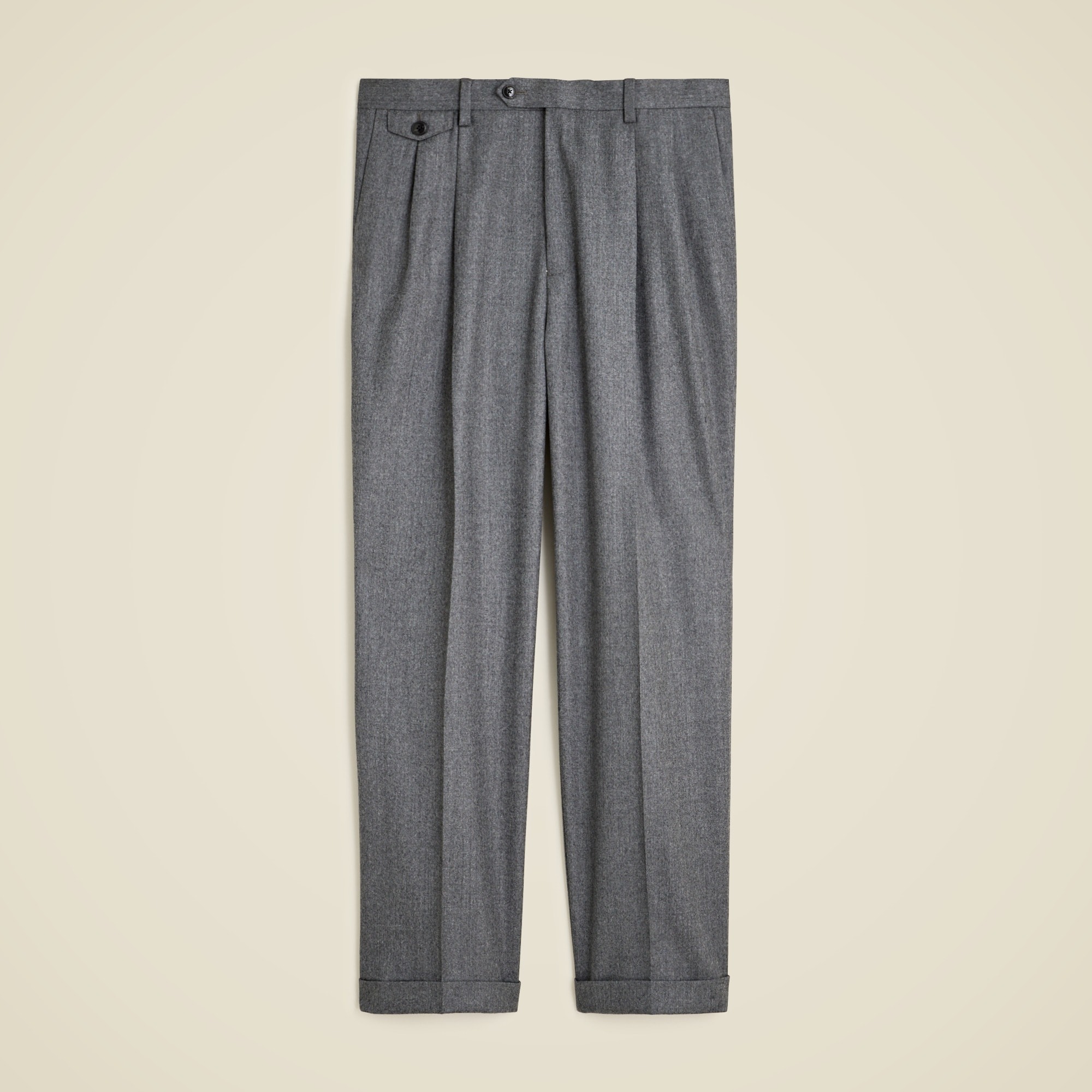 mens Relaxed-fit single-pleat trouser in Italian wool flannel