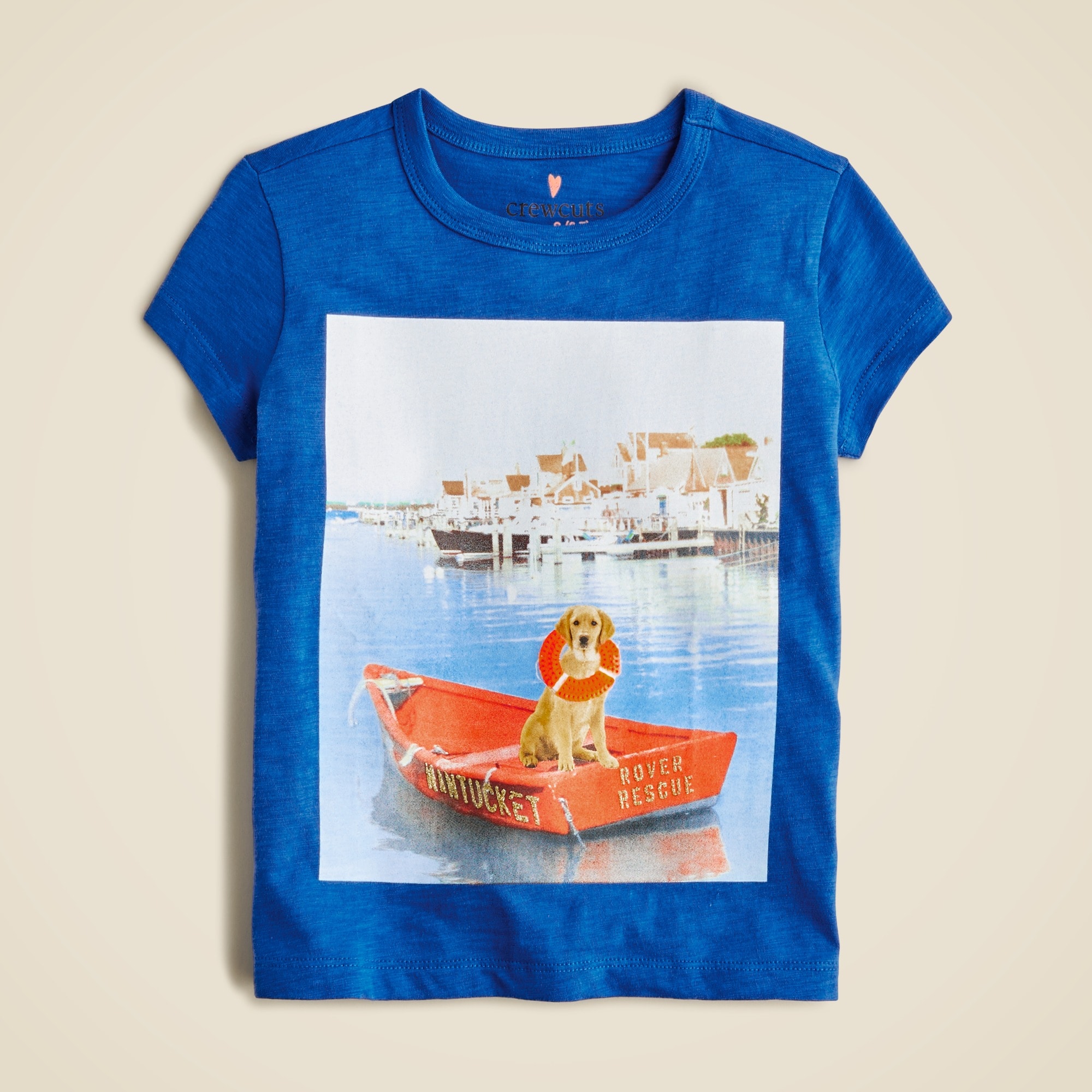  Girls' sea dog graphic T-shirt with glitter