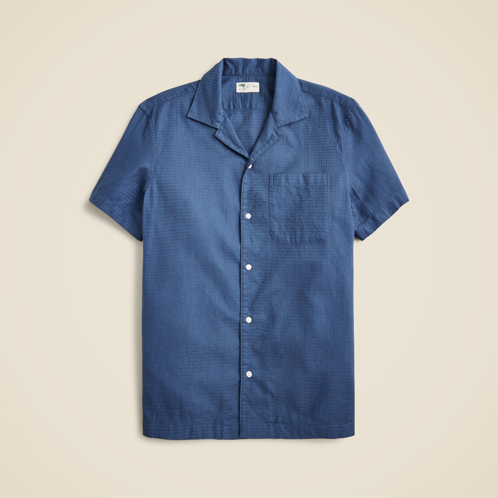  Relaxed short-sleeve textured cotton camp-collar shirt