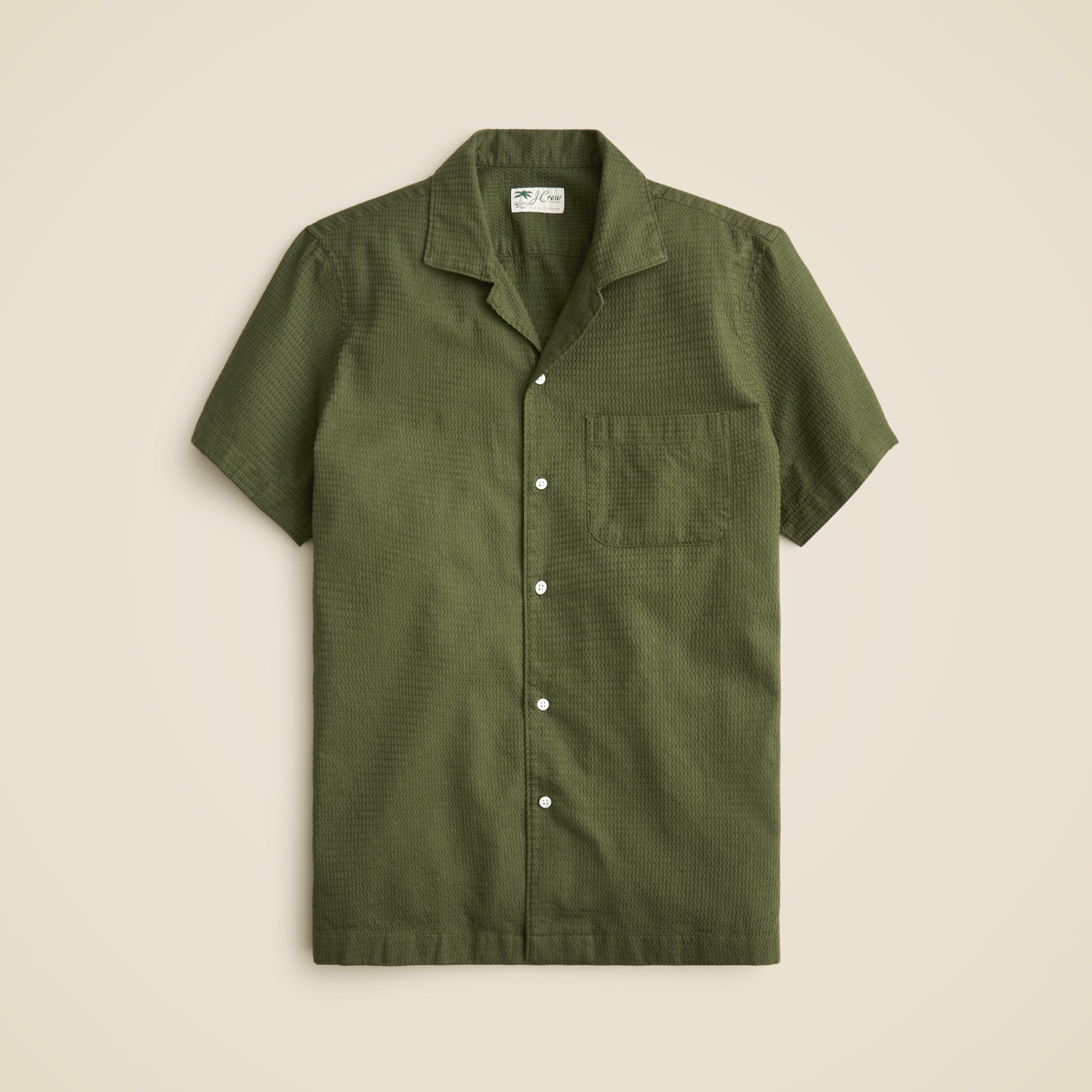  Relaxed short-sleeve textured cotton camp-collar shirt