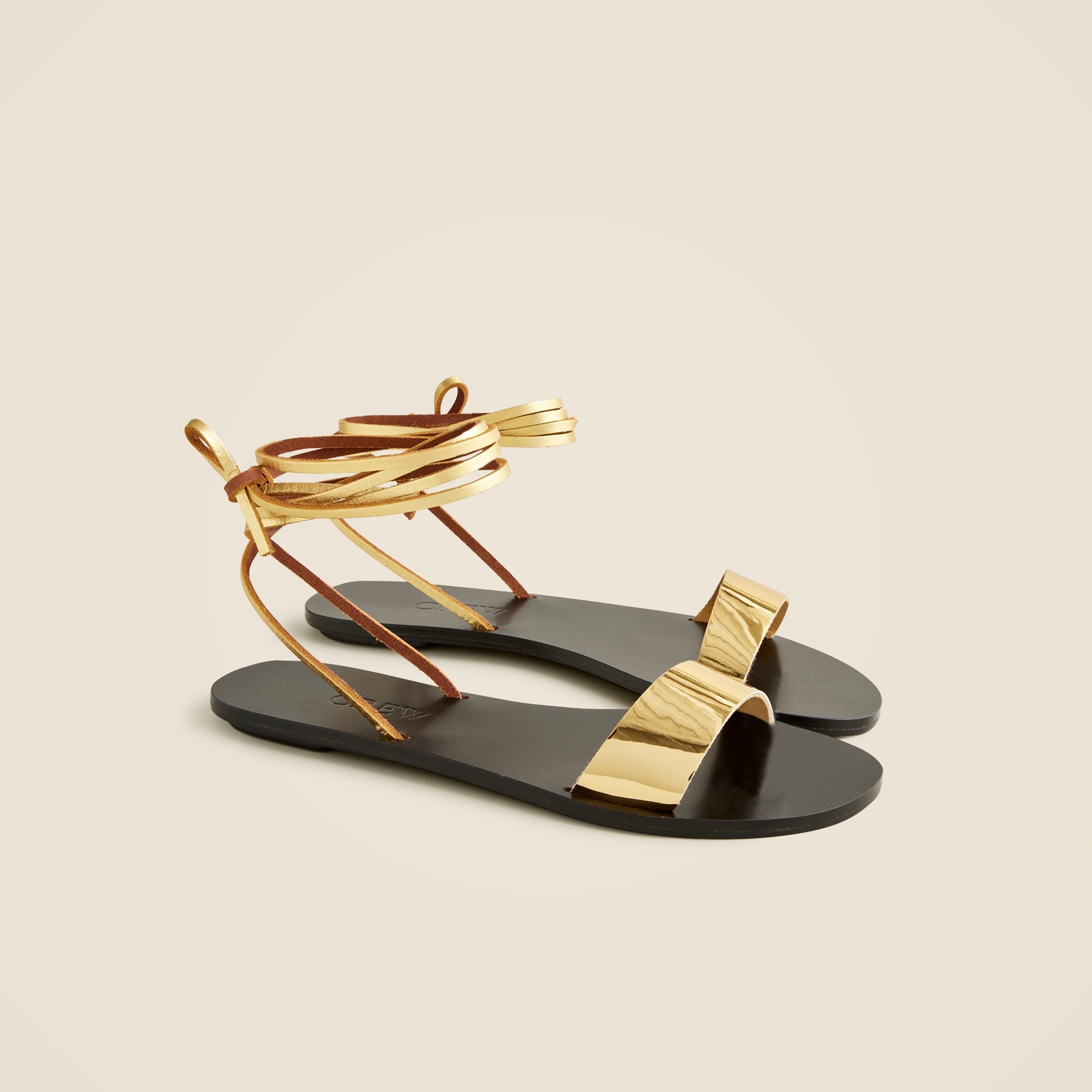  Carsen made-in-Italy lace-up sandals in metallic leather