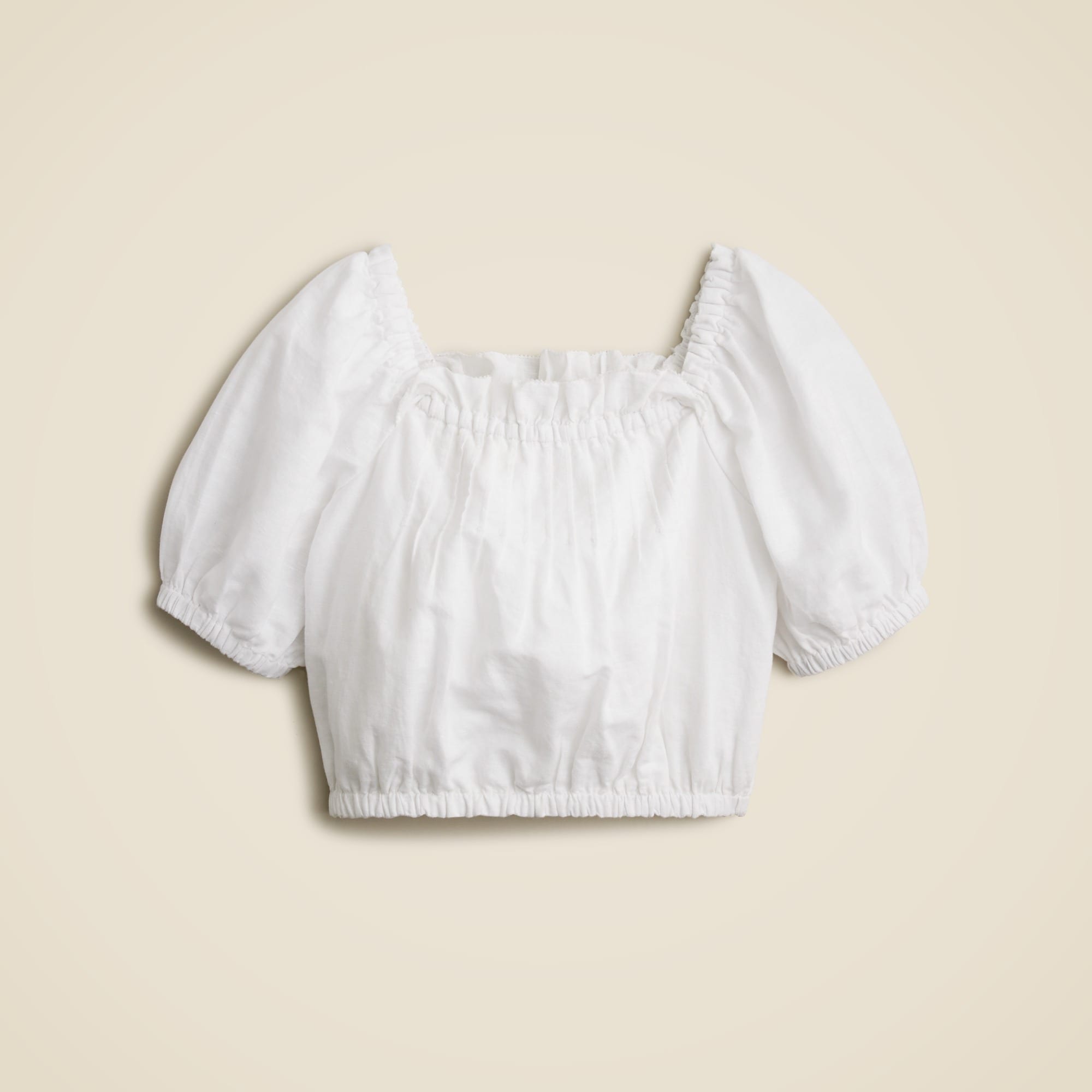  Girls' squareneck top in linen-cotton blend