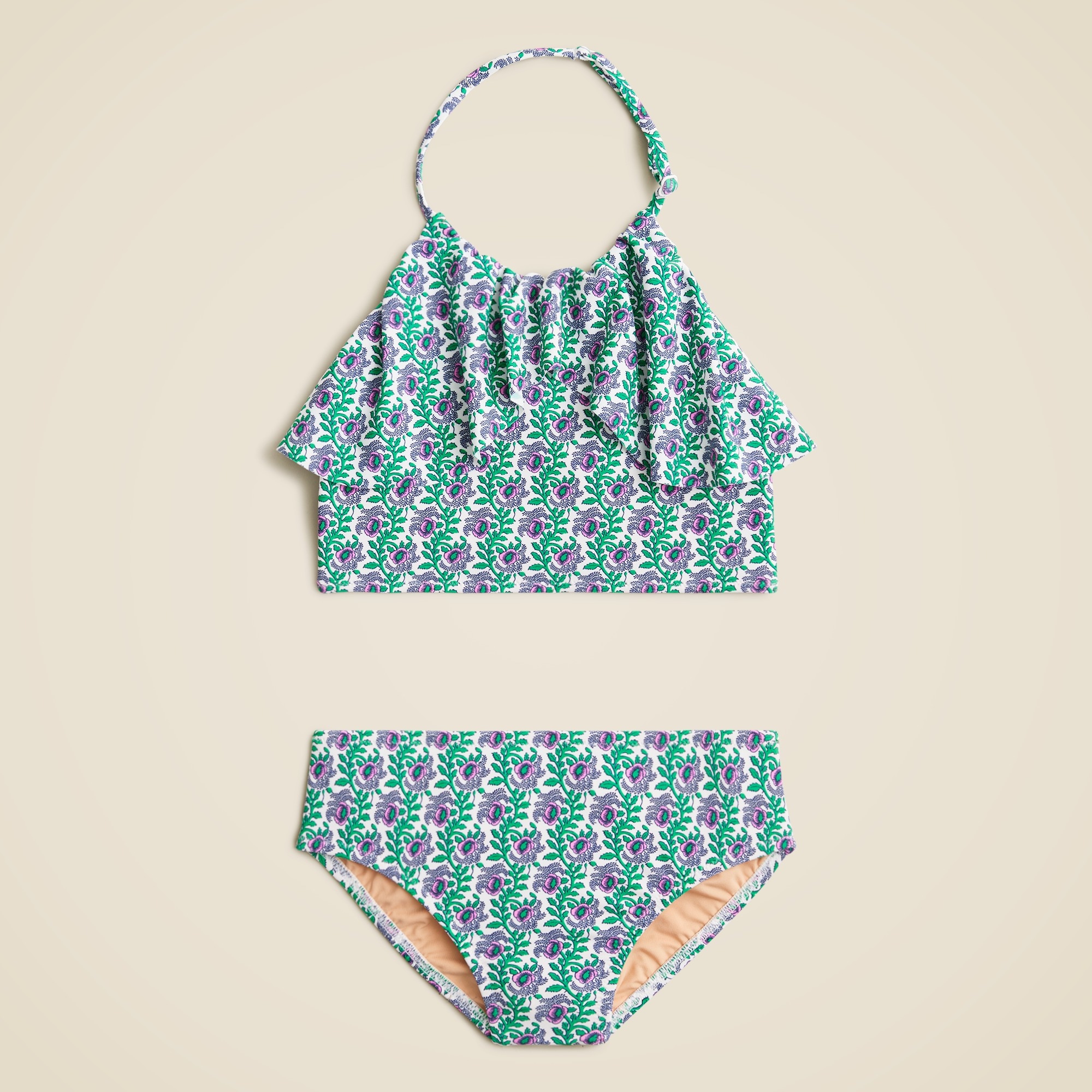 girls SZ Blockprints&trade; X Crewcuts girls' ruffle halter-neck two-piece swimsuit