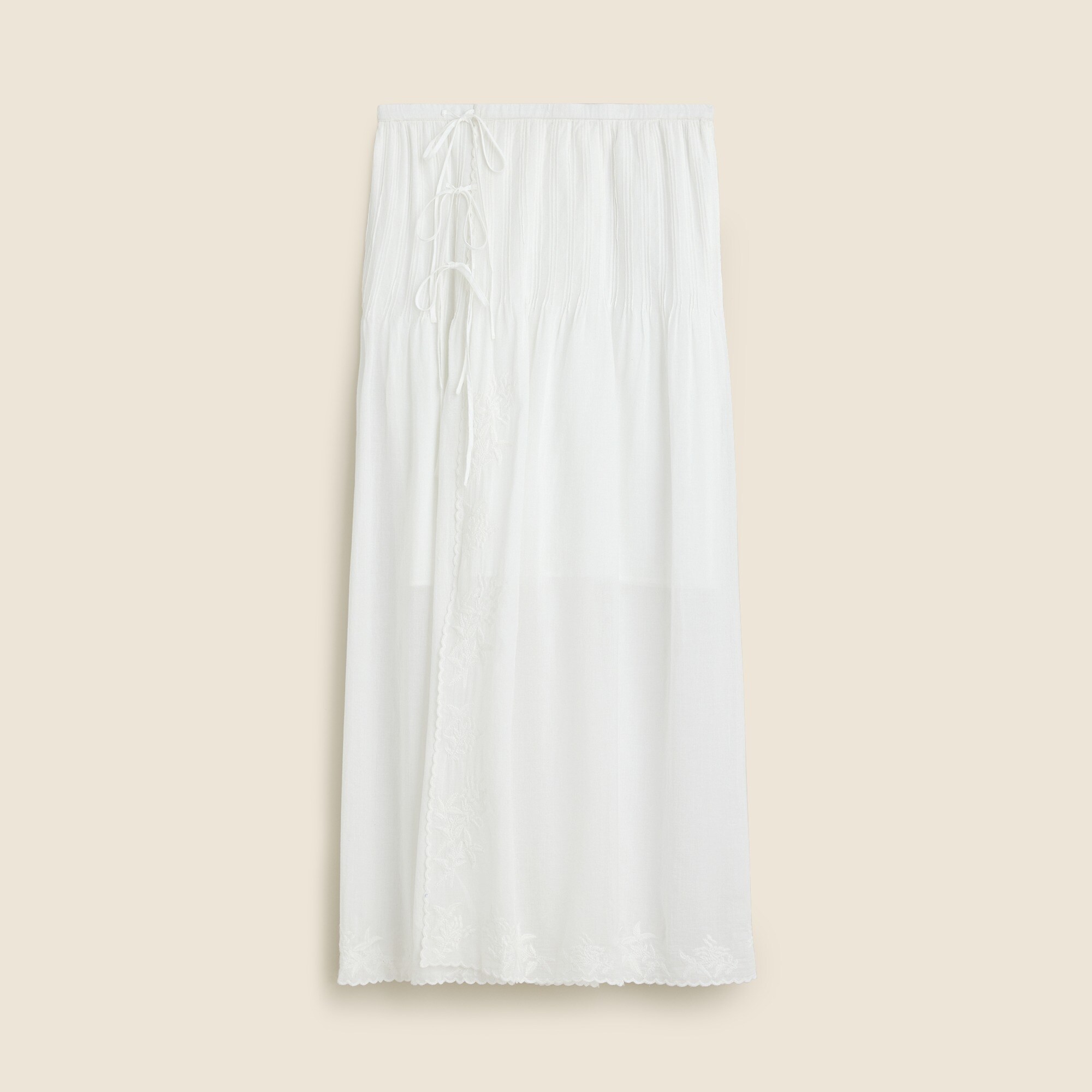  Embroidered side-tie skirt in cotton voile