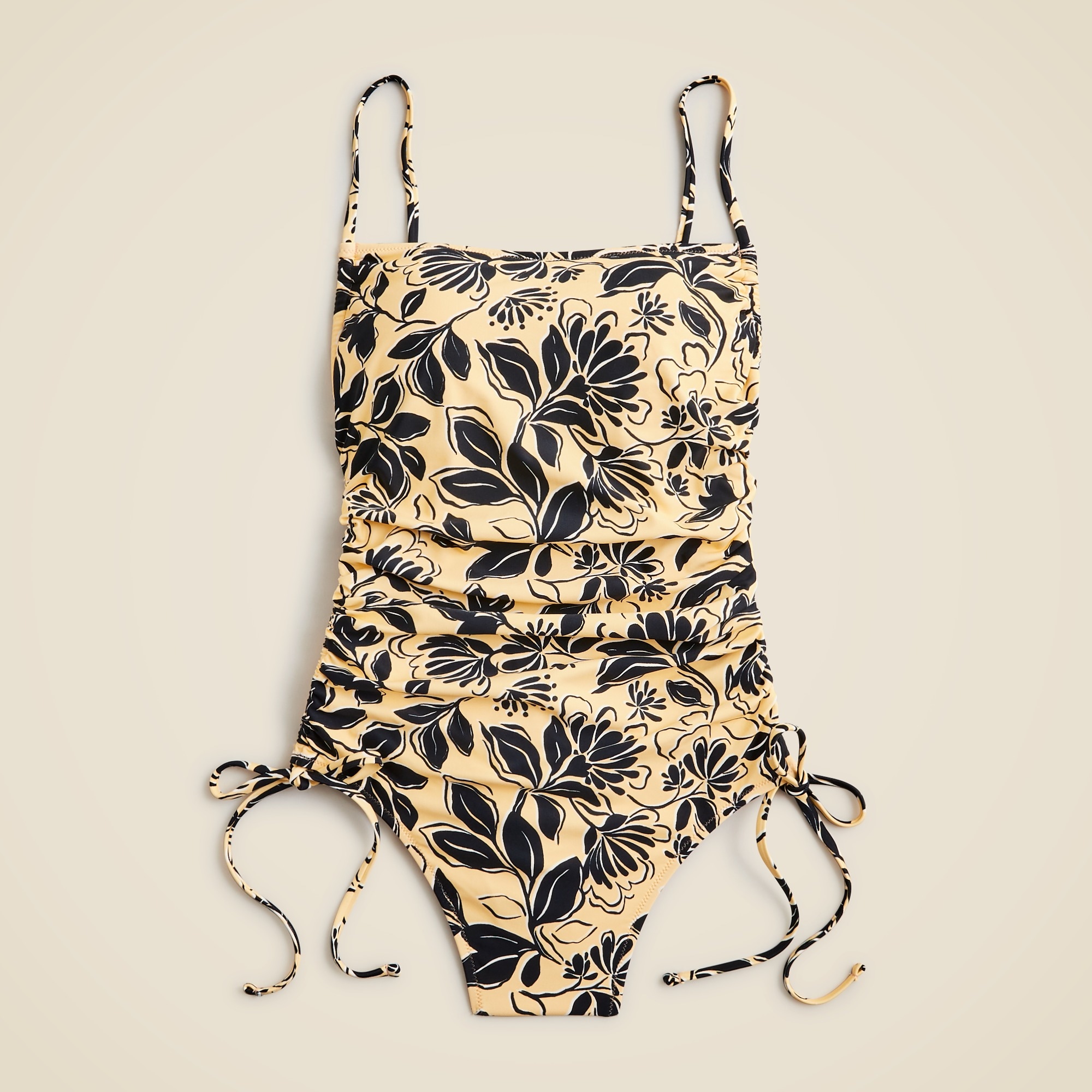  Ruched one-piece swimsuit with side ties in sunny floral